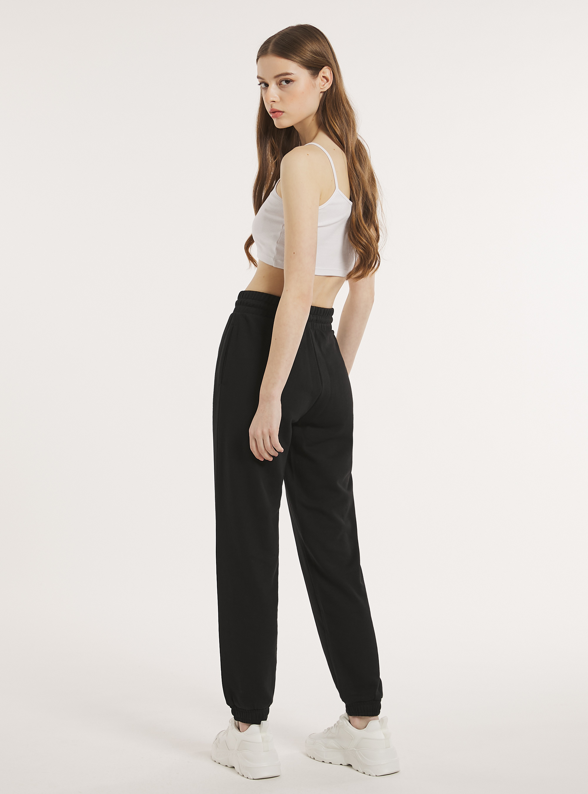 Pantalon jogger en peluche, BK1 BLACK