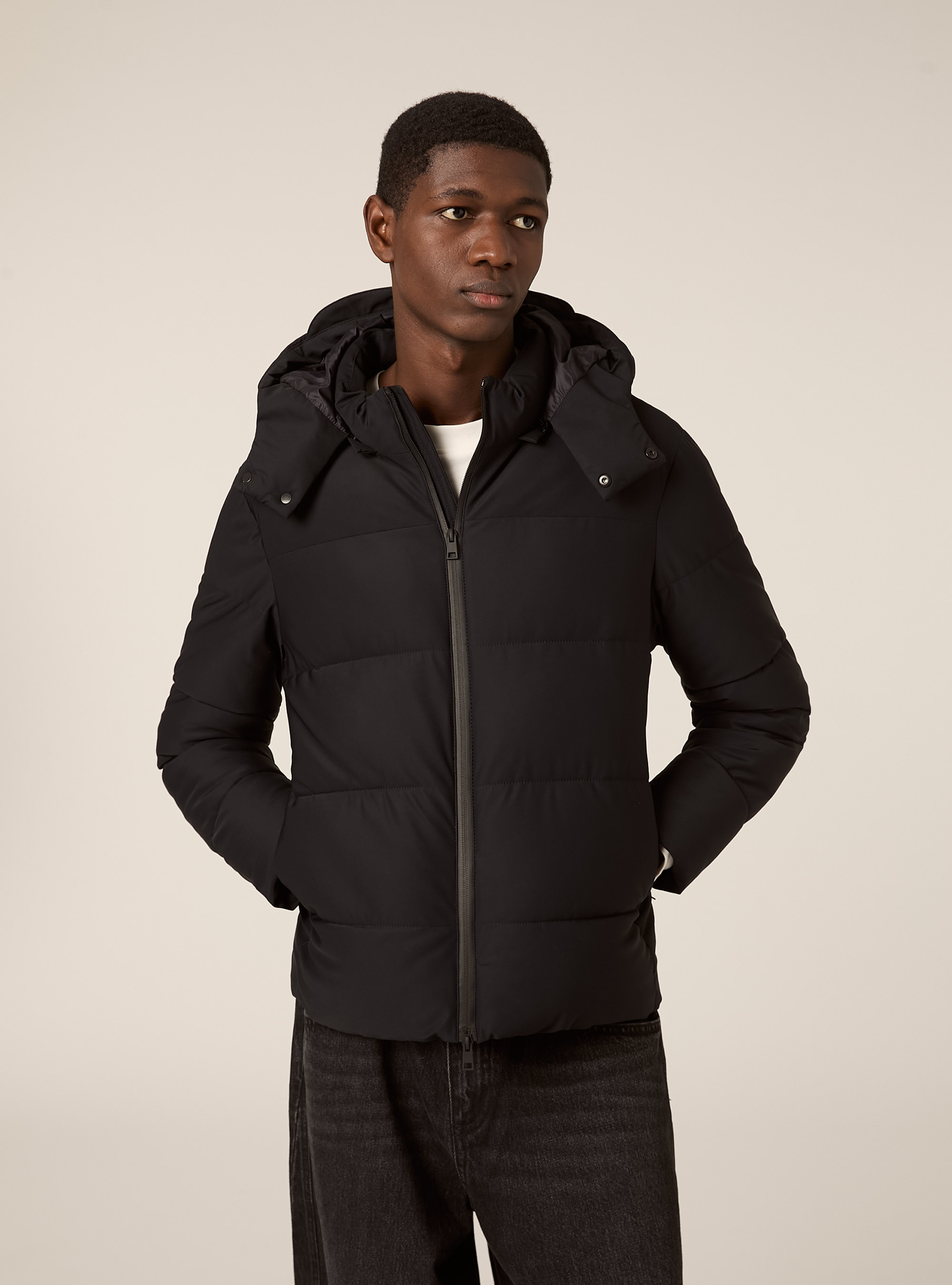 Veste matelassée avec capuche, BK1 BLACK