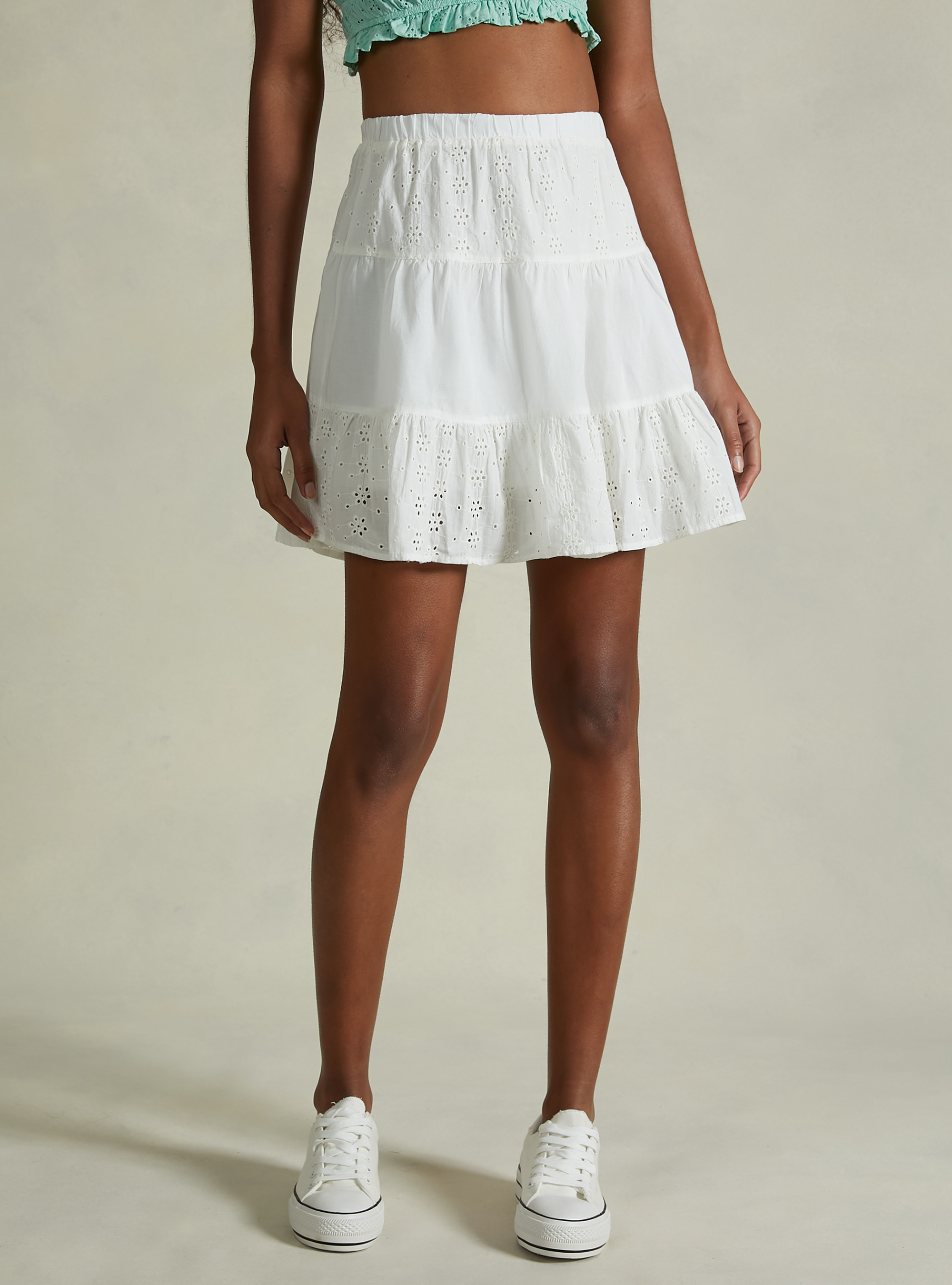 Jupe en dentelle Sangallo, WH2 WHITE