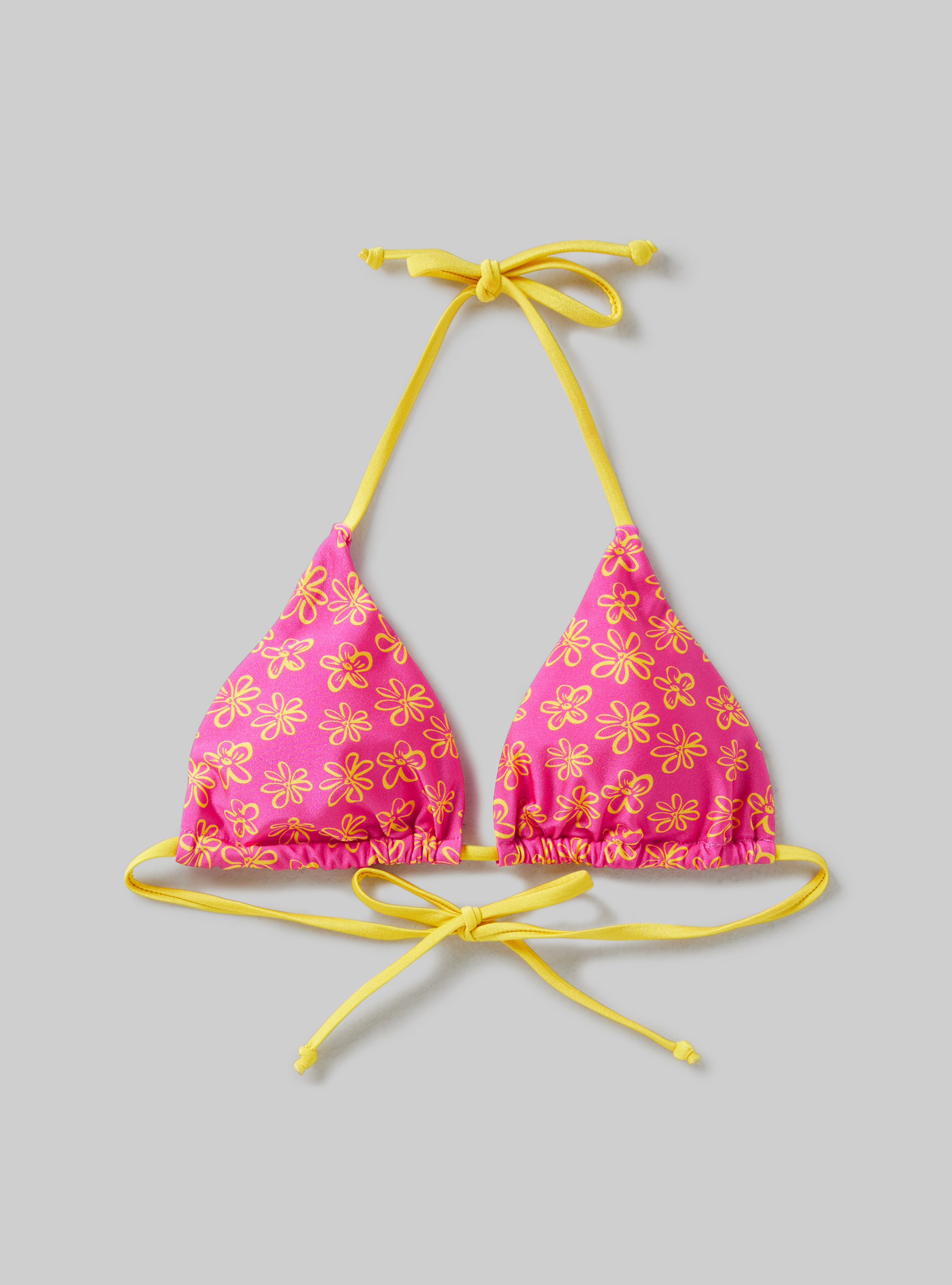 Strap bikini top made of recycled fabric, FLOWERS