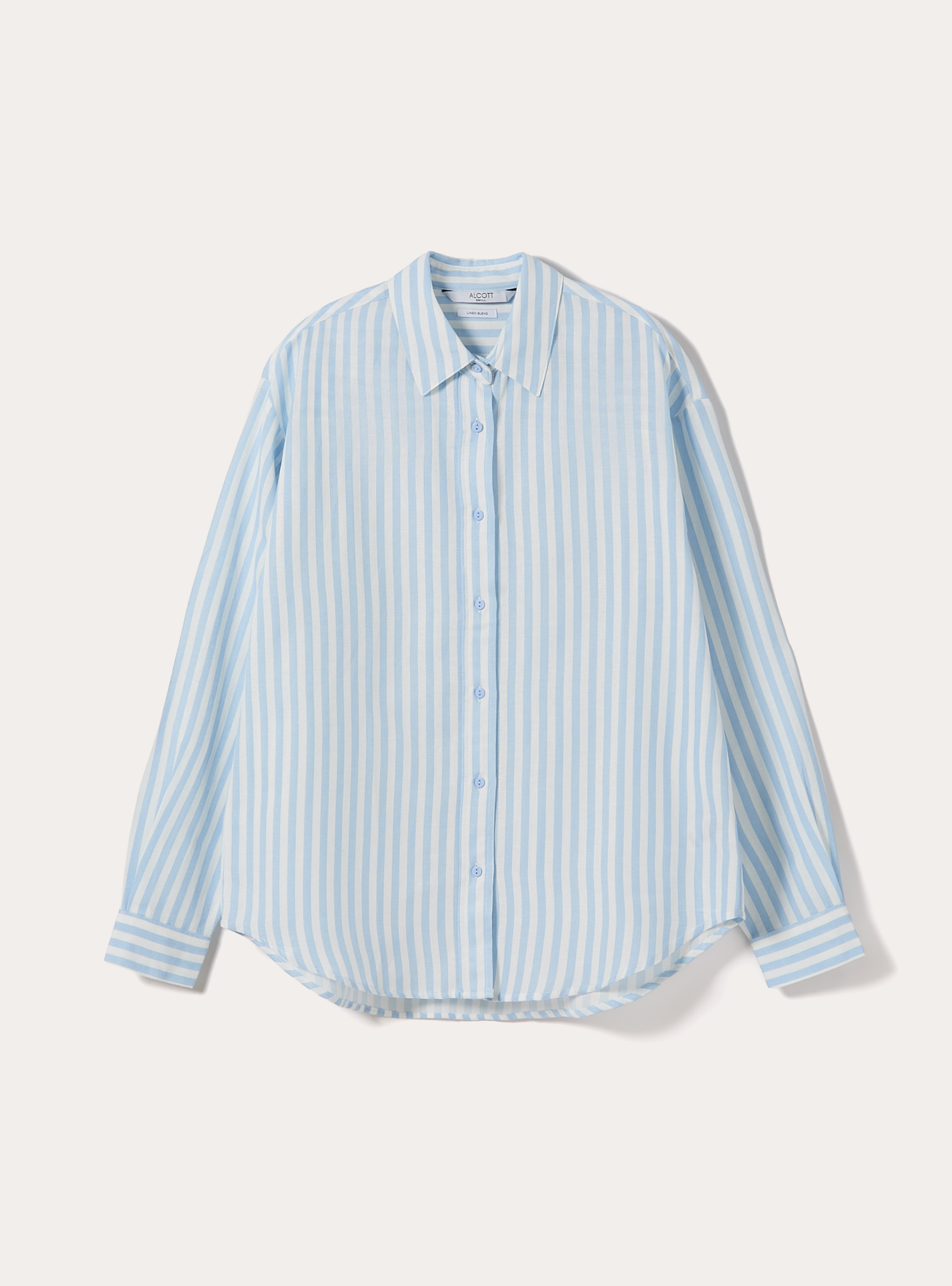Camicia a righe in misto lino, AZ2 AZURE MEDIUM
