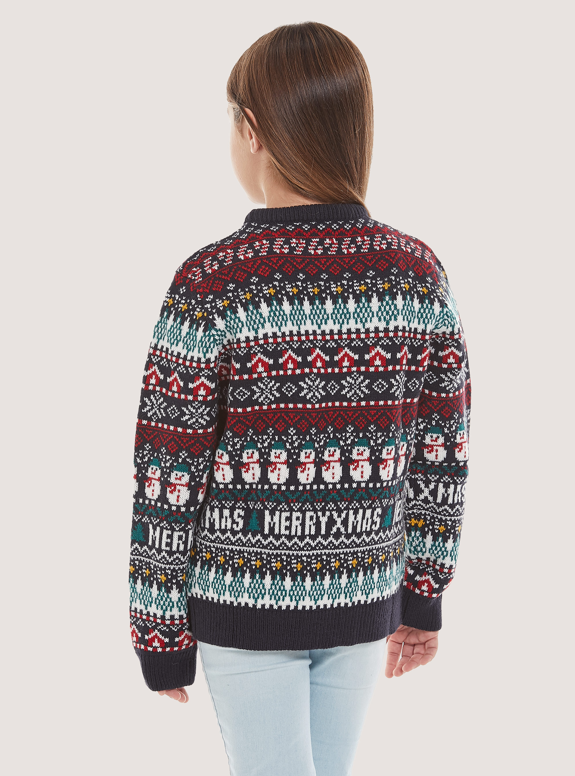 Christmas Family Collection all over pullover, NA1 NAVY DARK