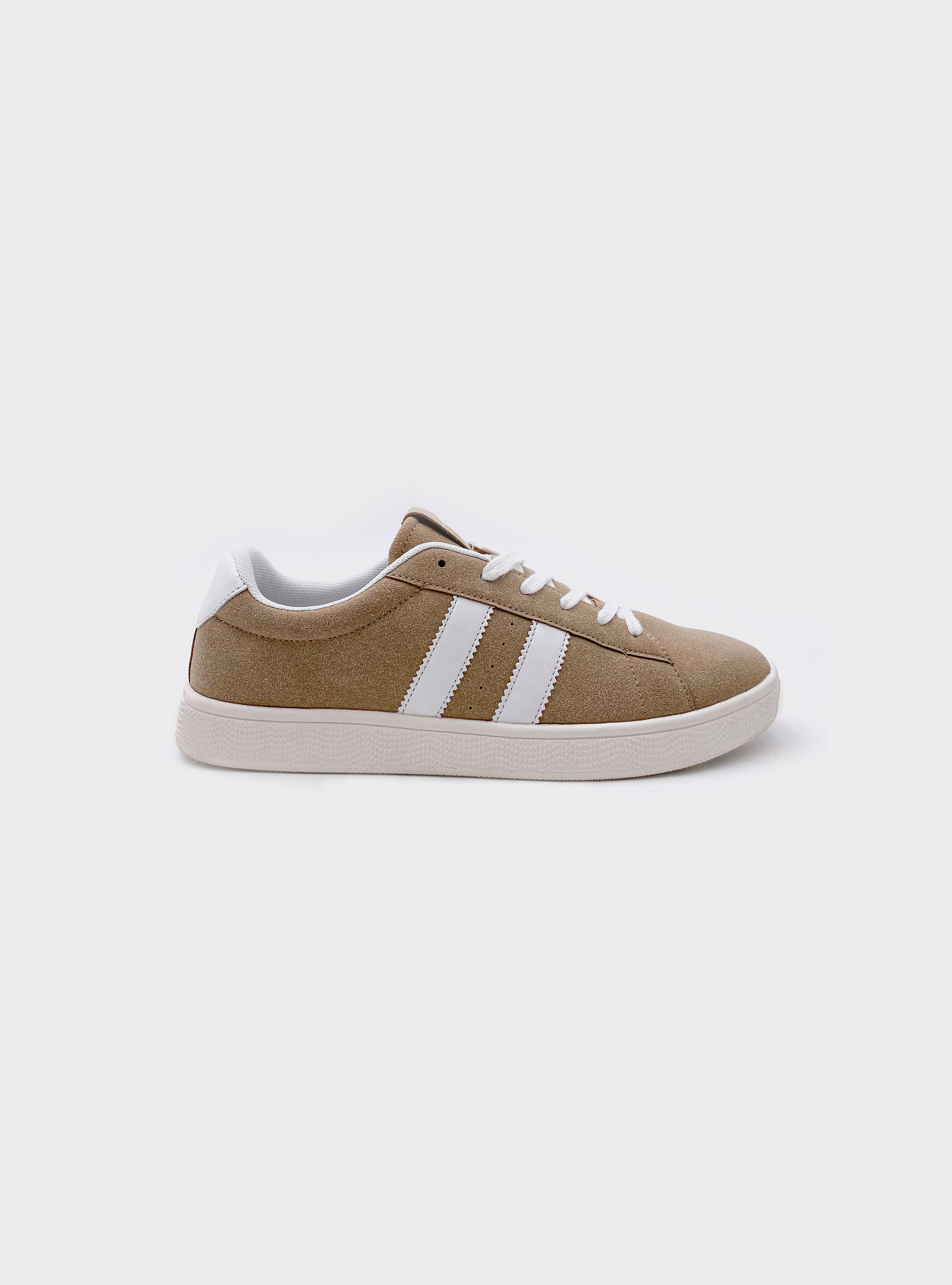 Sneaker aus Wildleder-Stoff mit kontrastierenden Seitenbändern, C5558 BEIGE