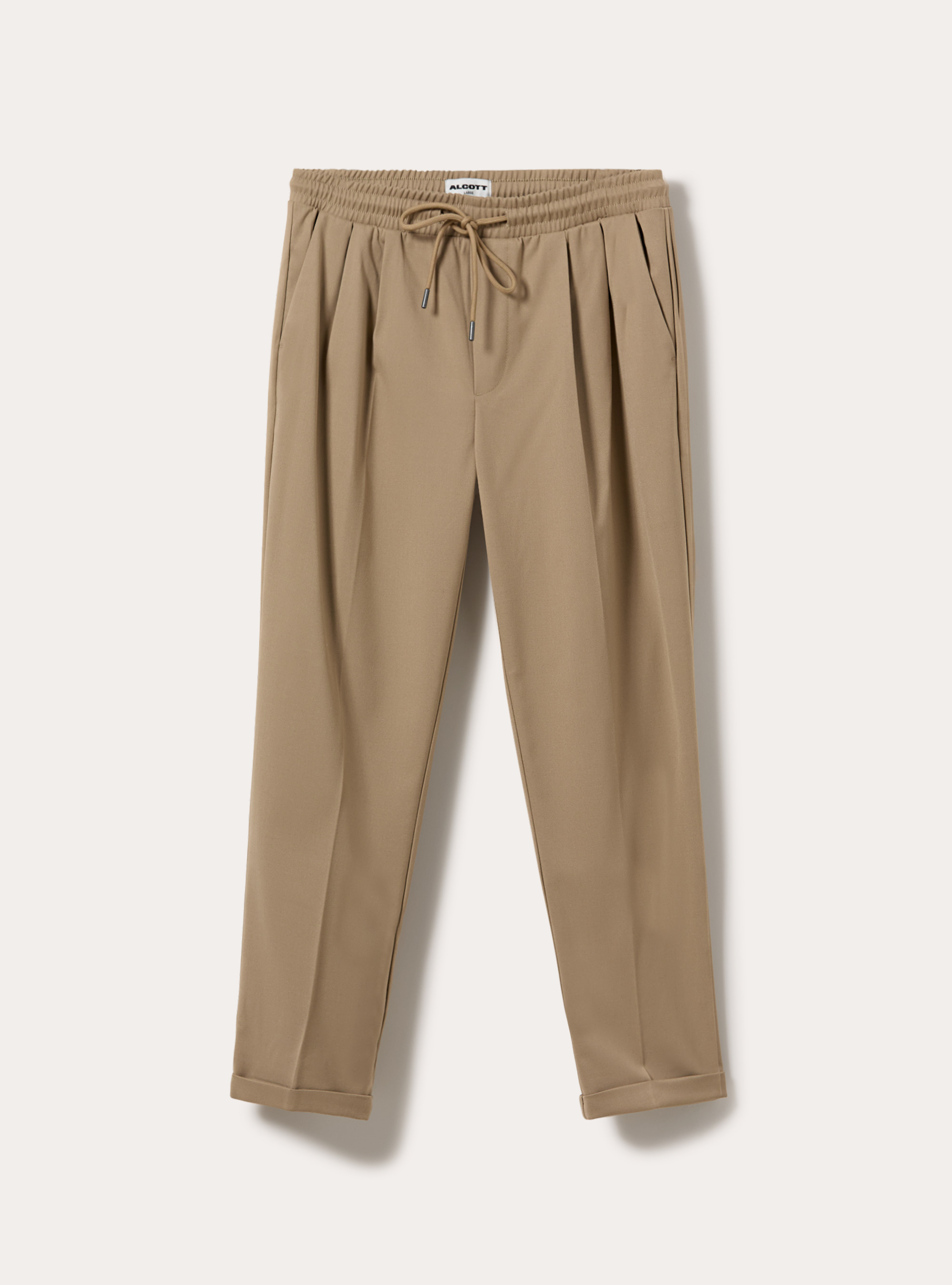 Pantalon jogging en twill avec pinces, BG2 BEIGE MEDIUM