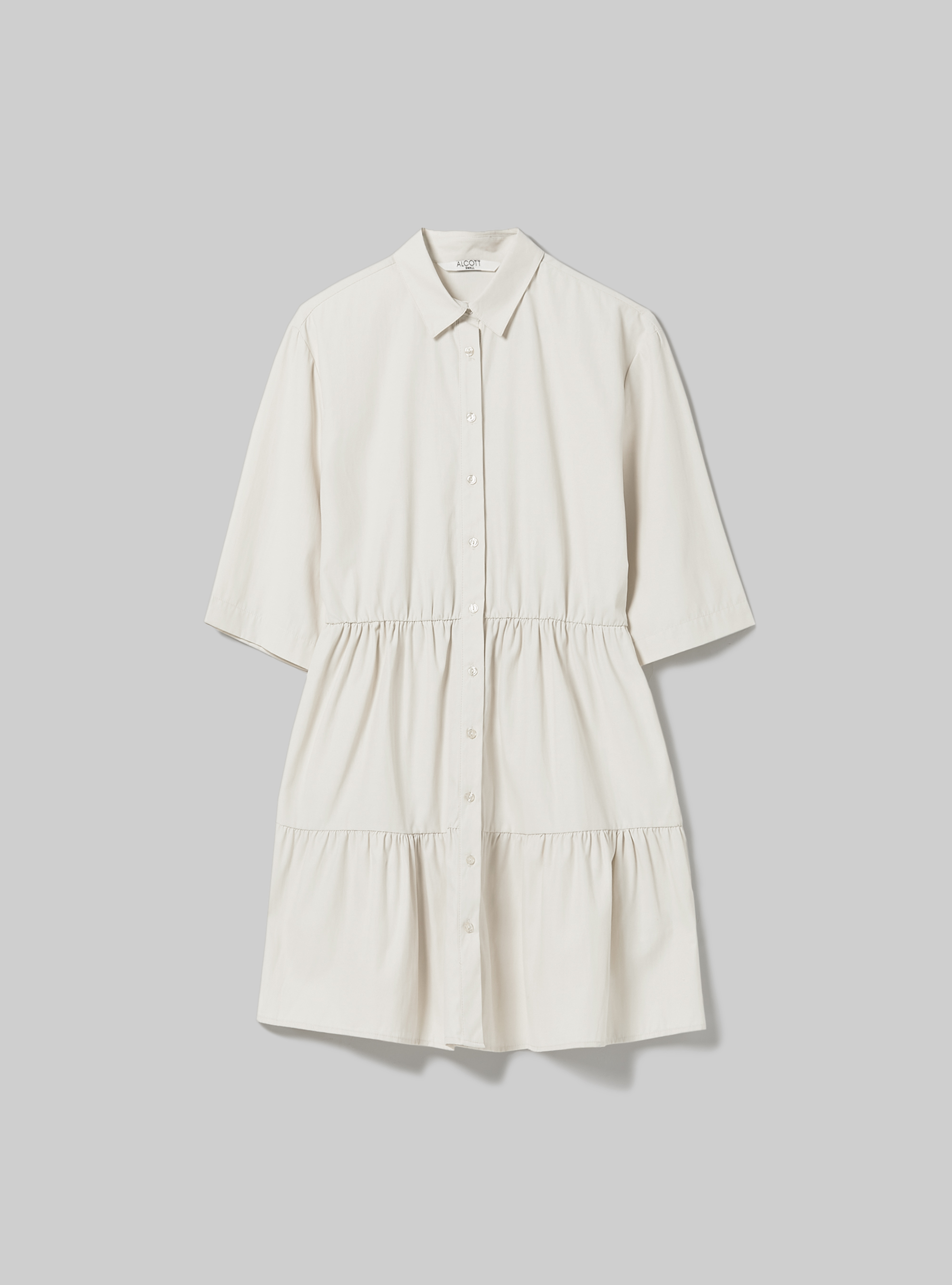 Vestito chemisier in popeline, BG3 BEIGE LIGHT