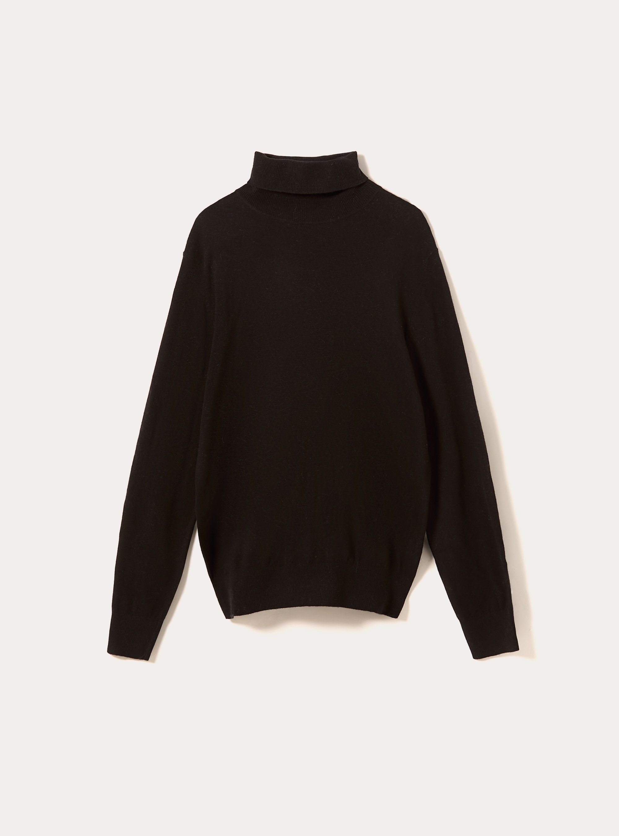 Rollkragenpullover mit Rippstrickabschluss, C101 BLACK