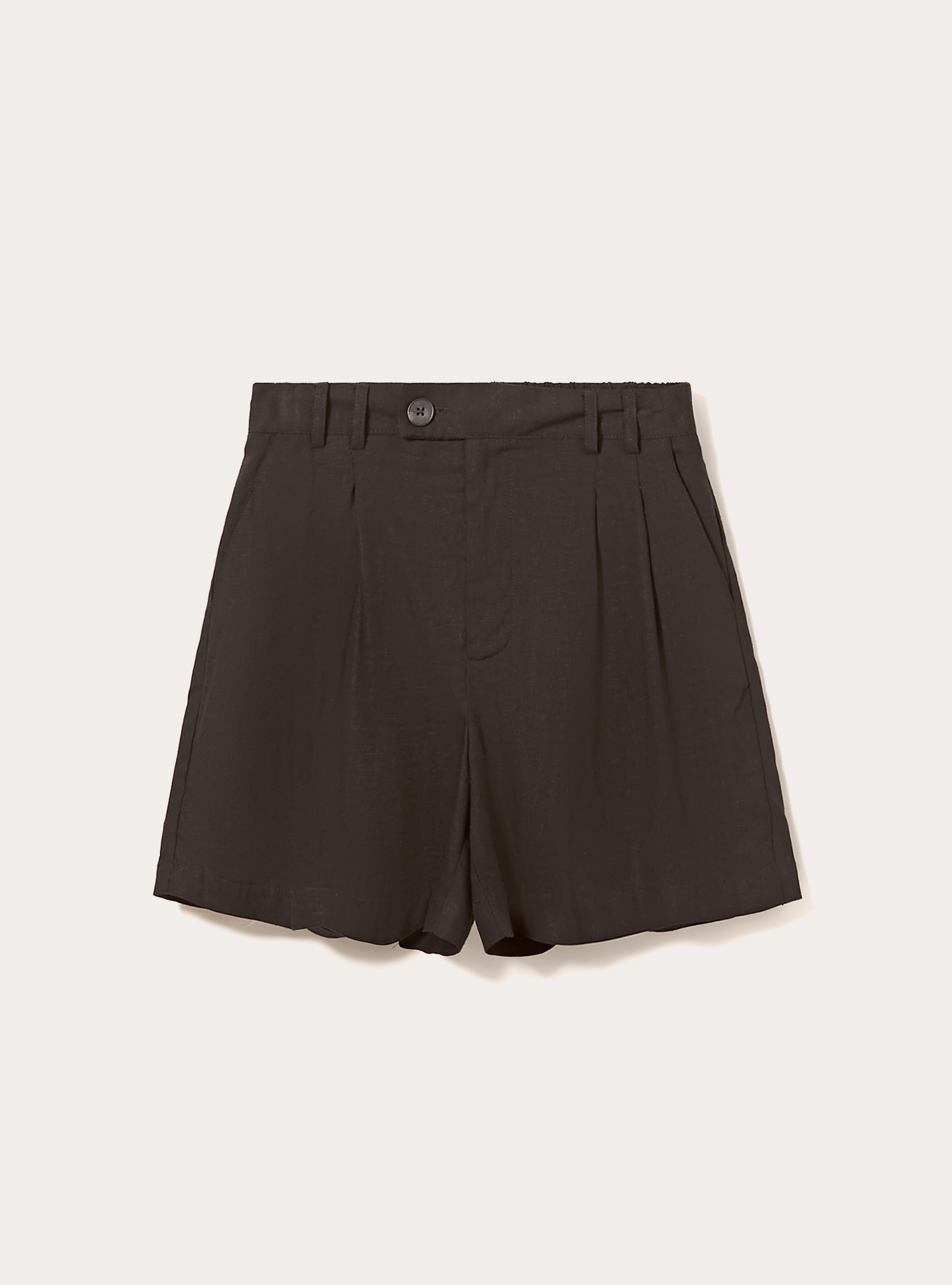 Solid-coloured linen-blend bermuda shorts, BK1 BLACK