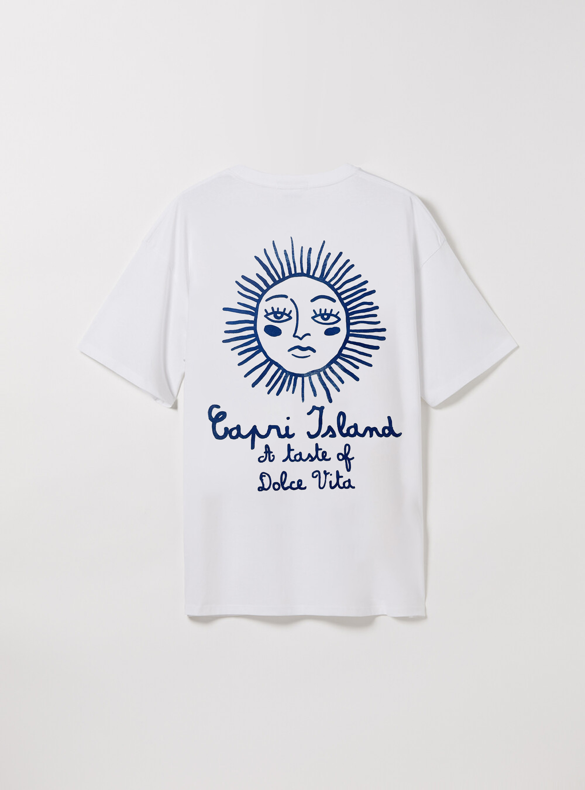 T-shirt con stampa sole capri island, WH2 WHITE