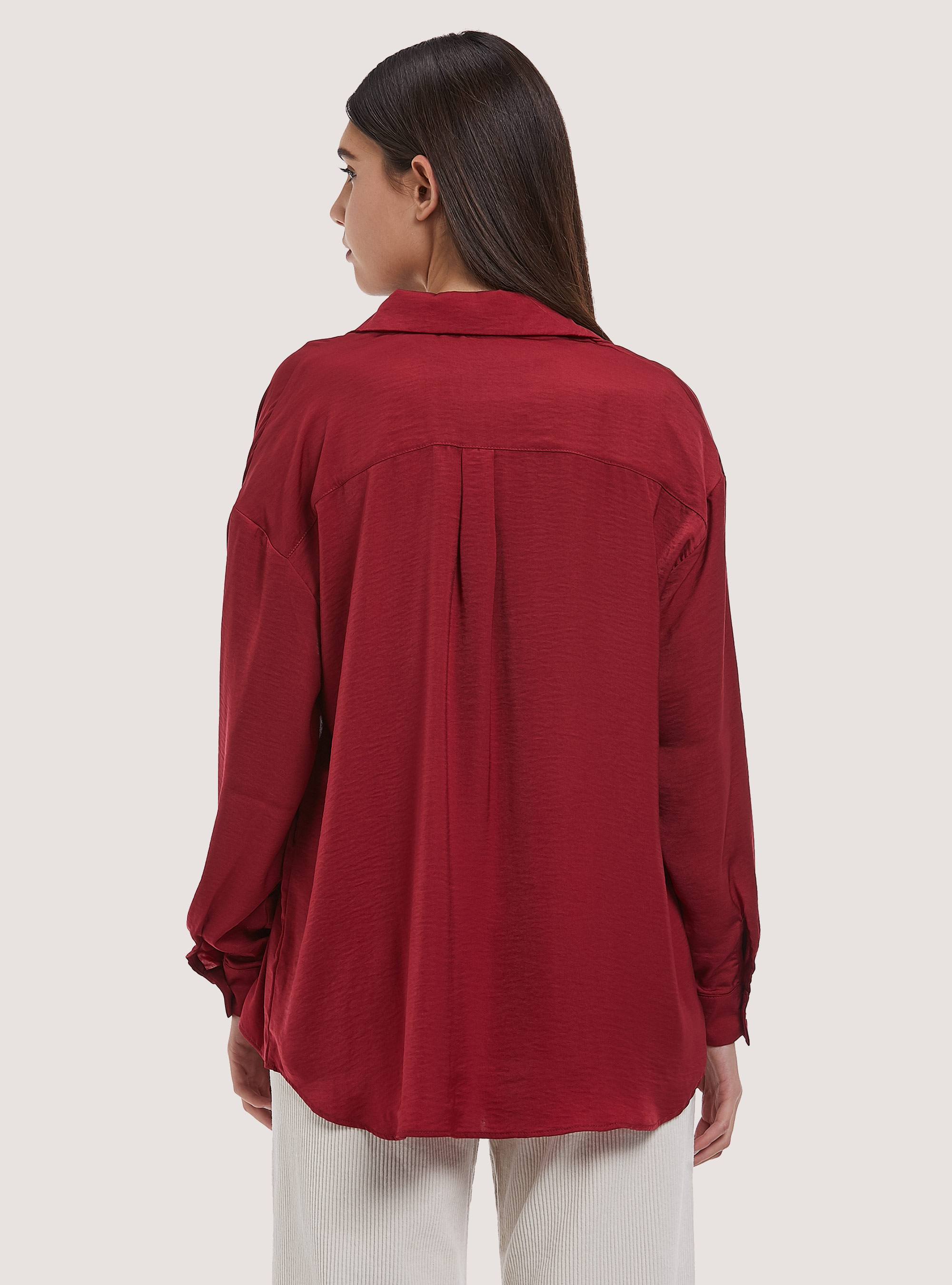 Solid-coloured satin shirt, RD2 RED MEDIUM