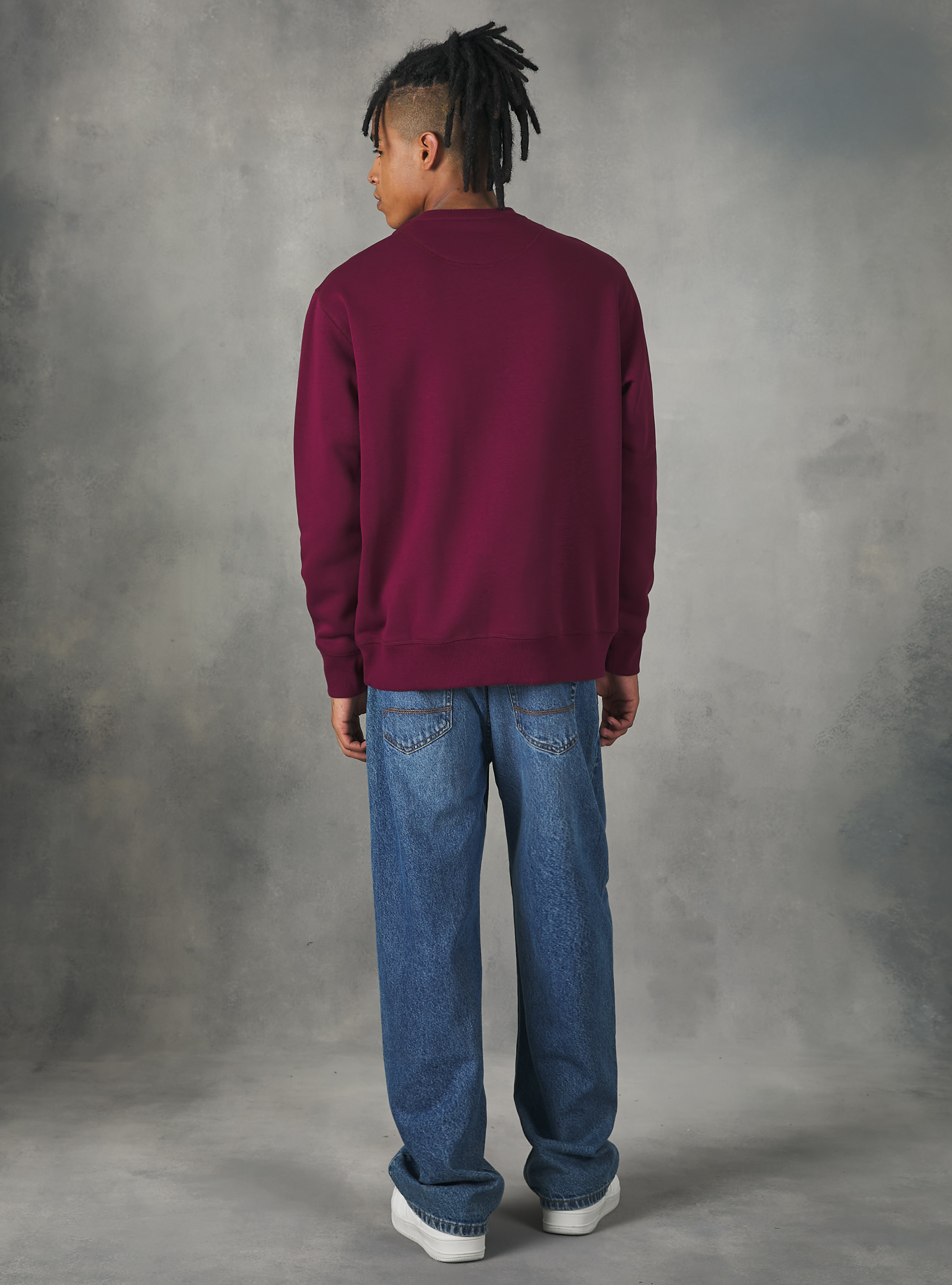 Felpa girocollo con stampa college, BO1 BORDEAUX DARK