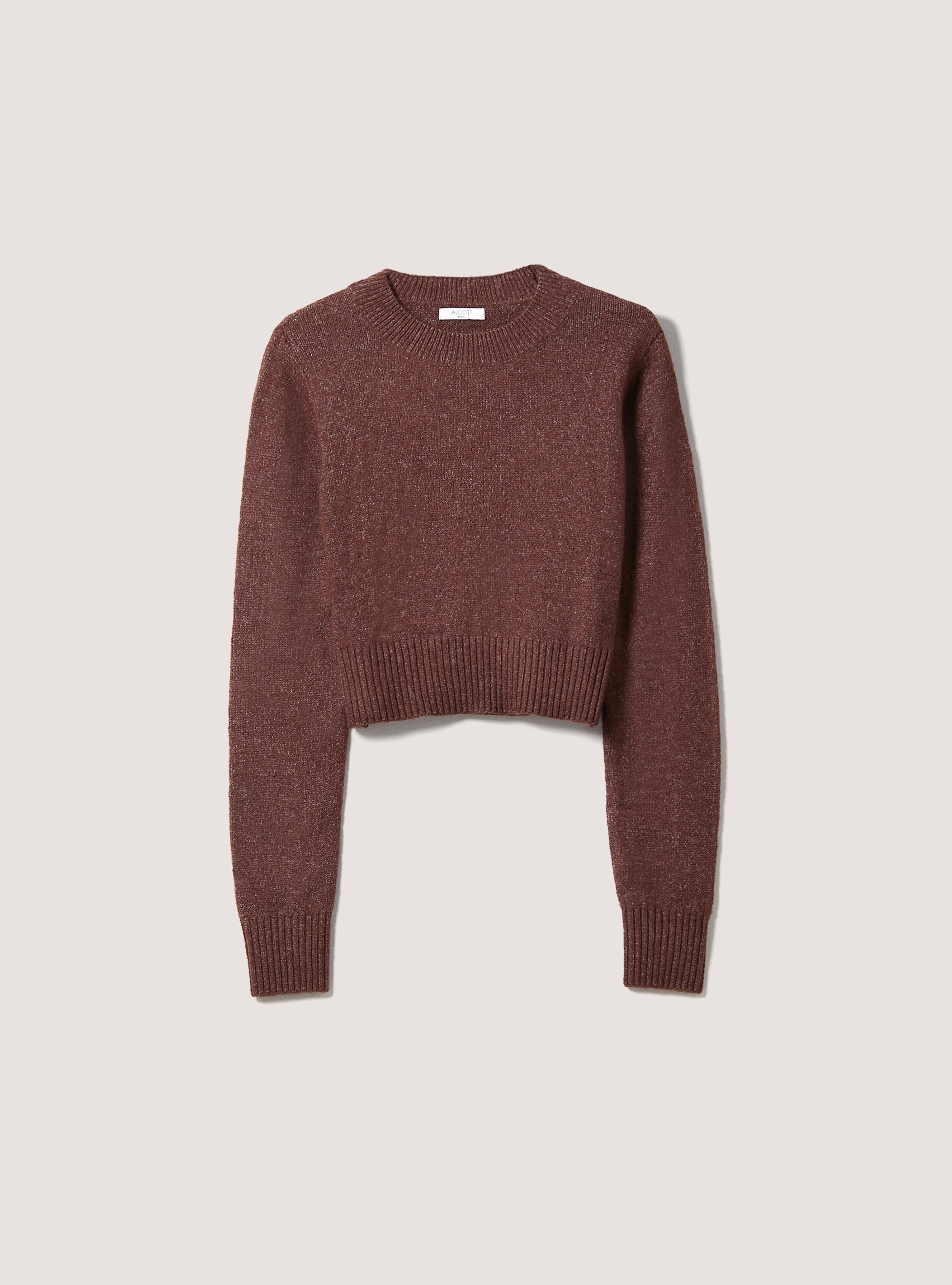 Pullover cropped soft touch, BR2 BROWN MEDIUM