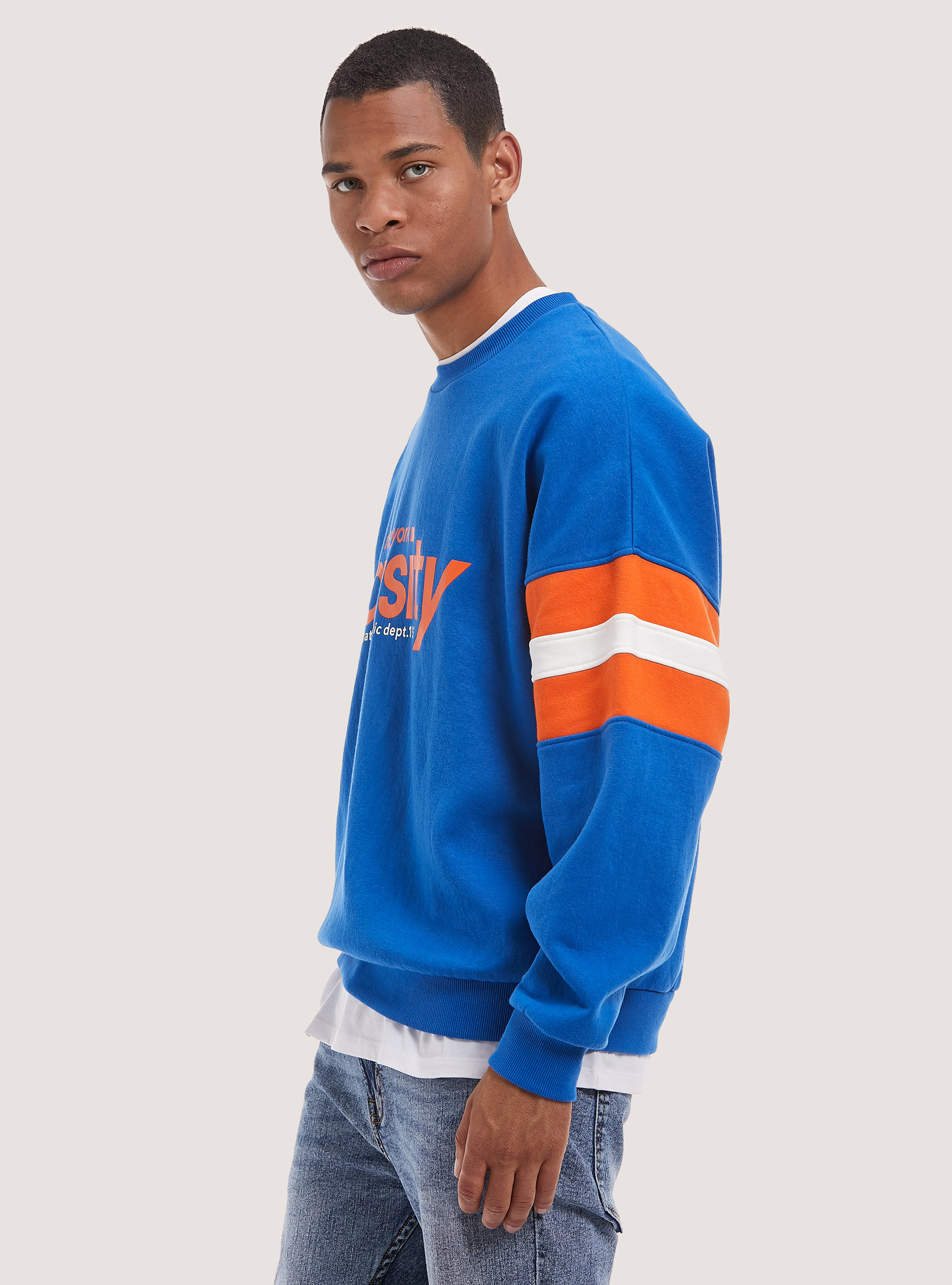 Varsity print sweatshirt, RY3 ROYALE LIGHT