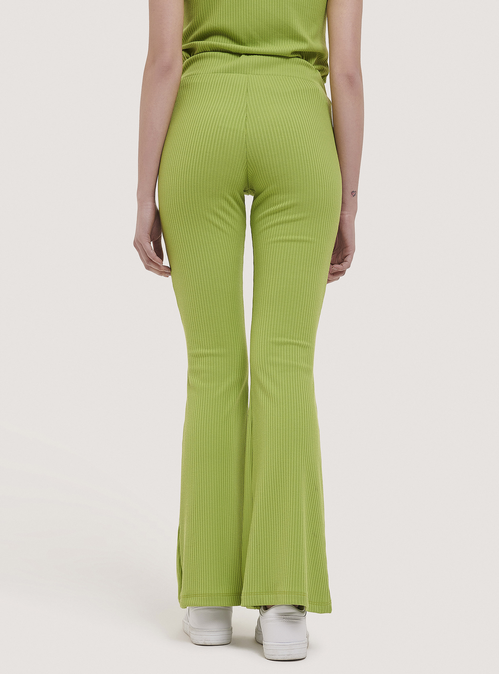 Flare ribbed leggings, C7752 LIME