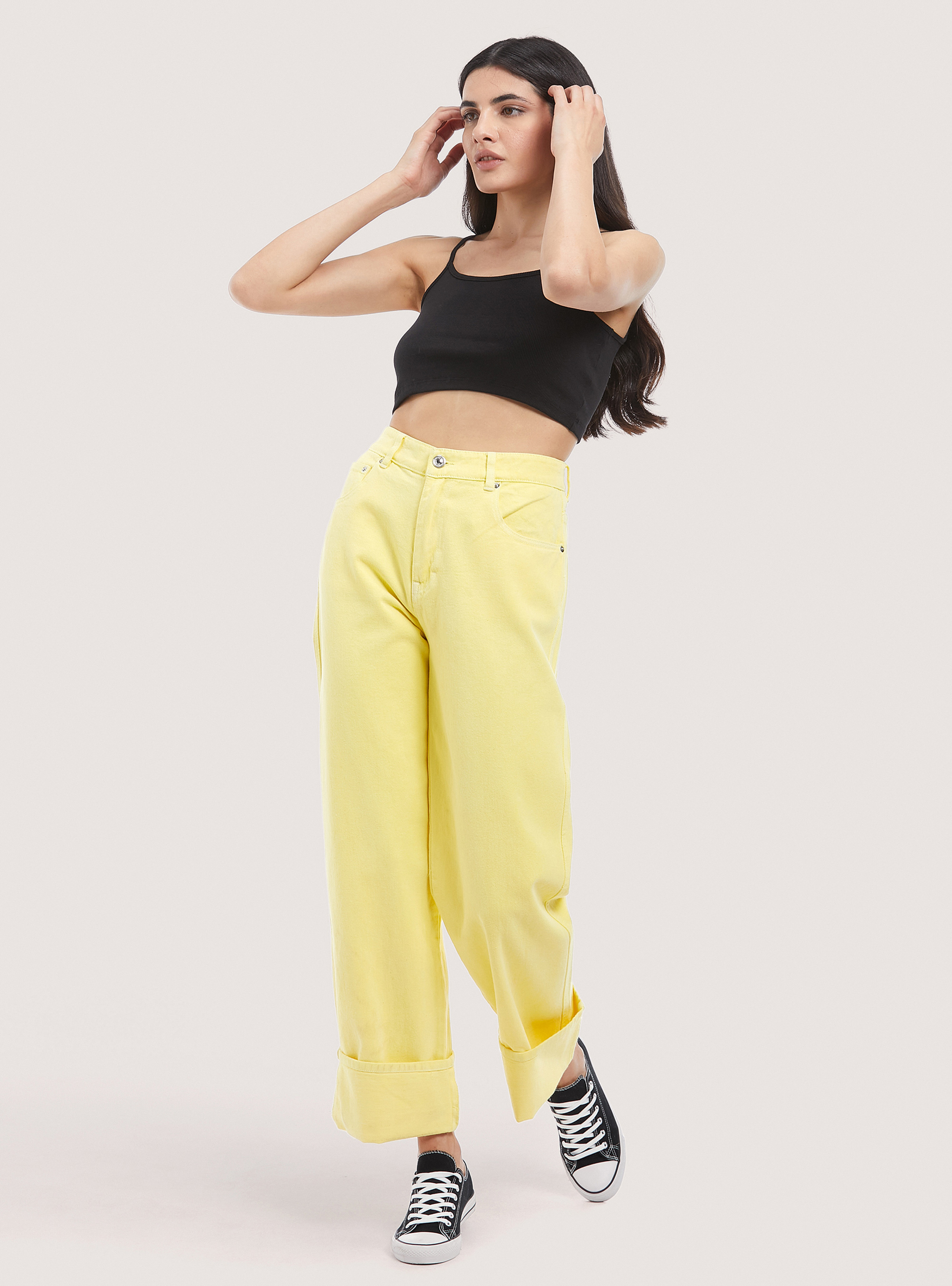Pantalon large en coton, YE3 YELLOW LIGHT