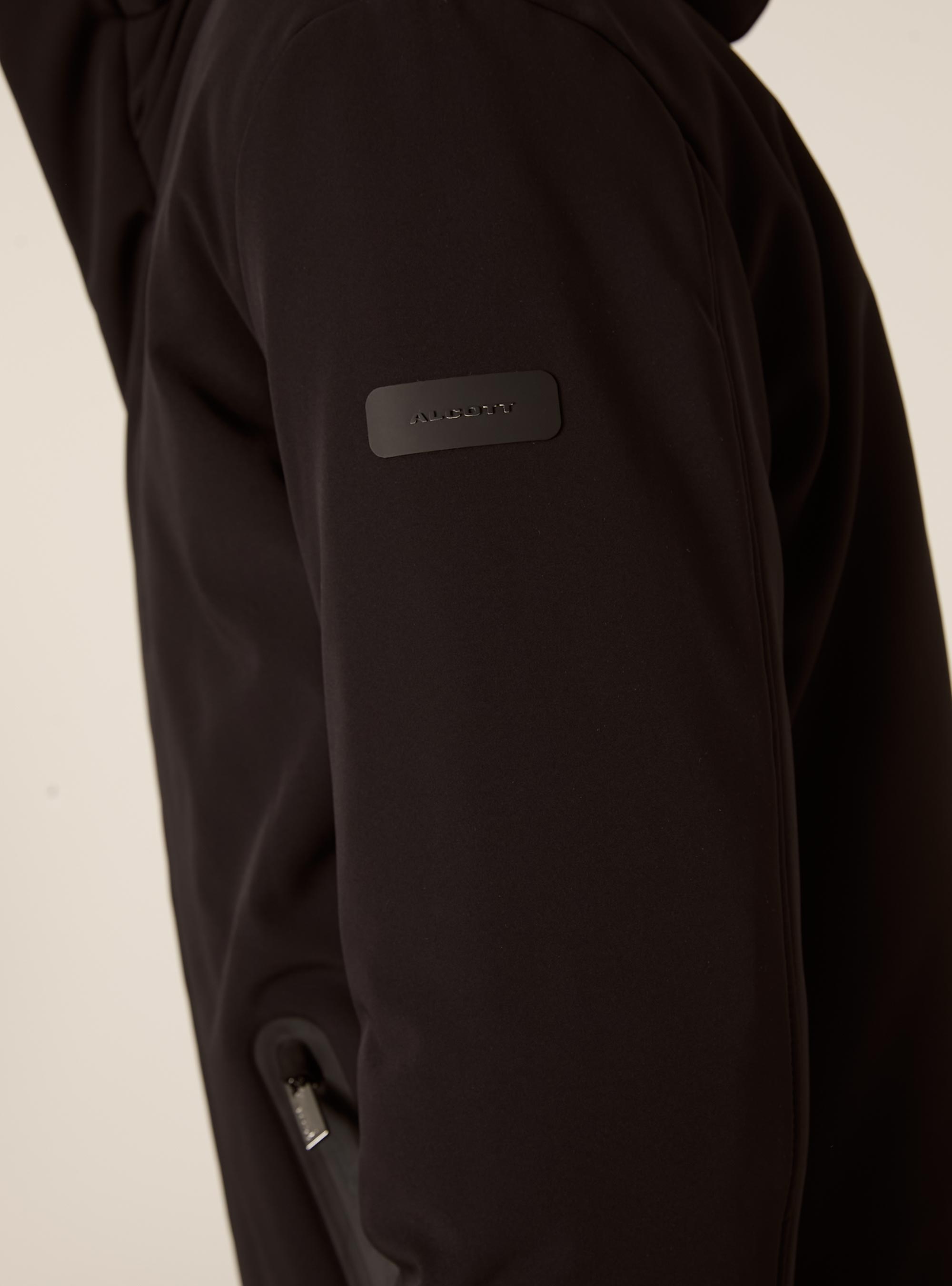 Giubbino con cappuccio e zip impermeabili lungo, BK1 BLACK