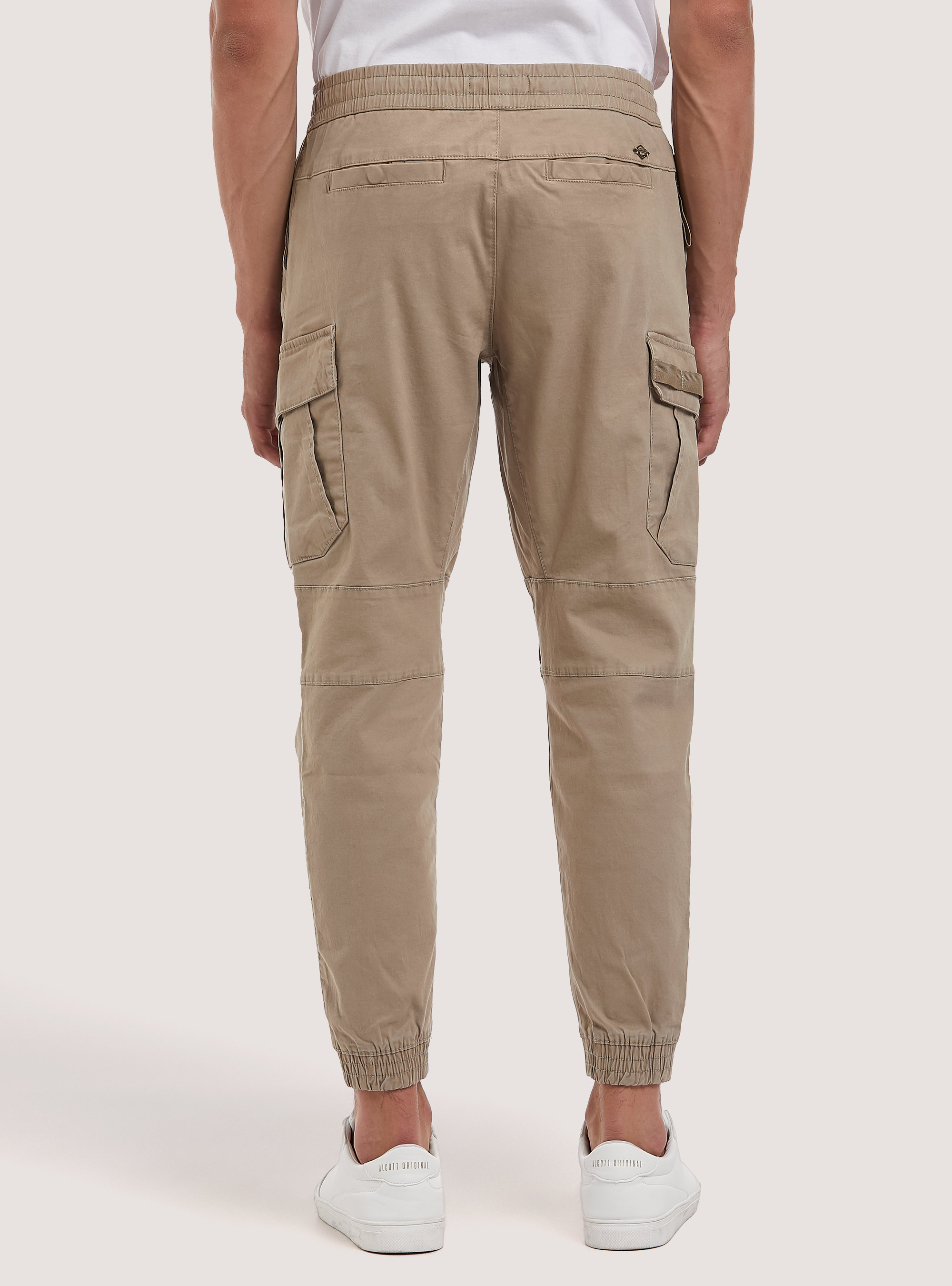 Stretch twill jogger trousers with large pockets, BG3 BEIGE LIGHT