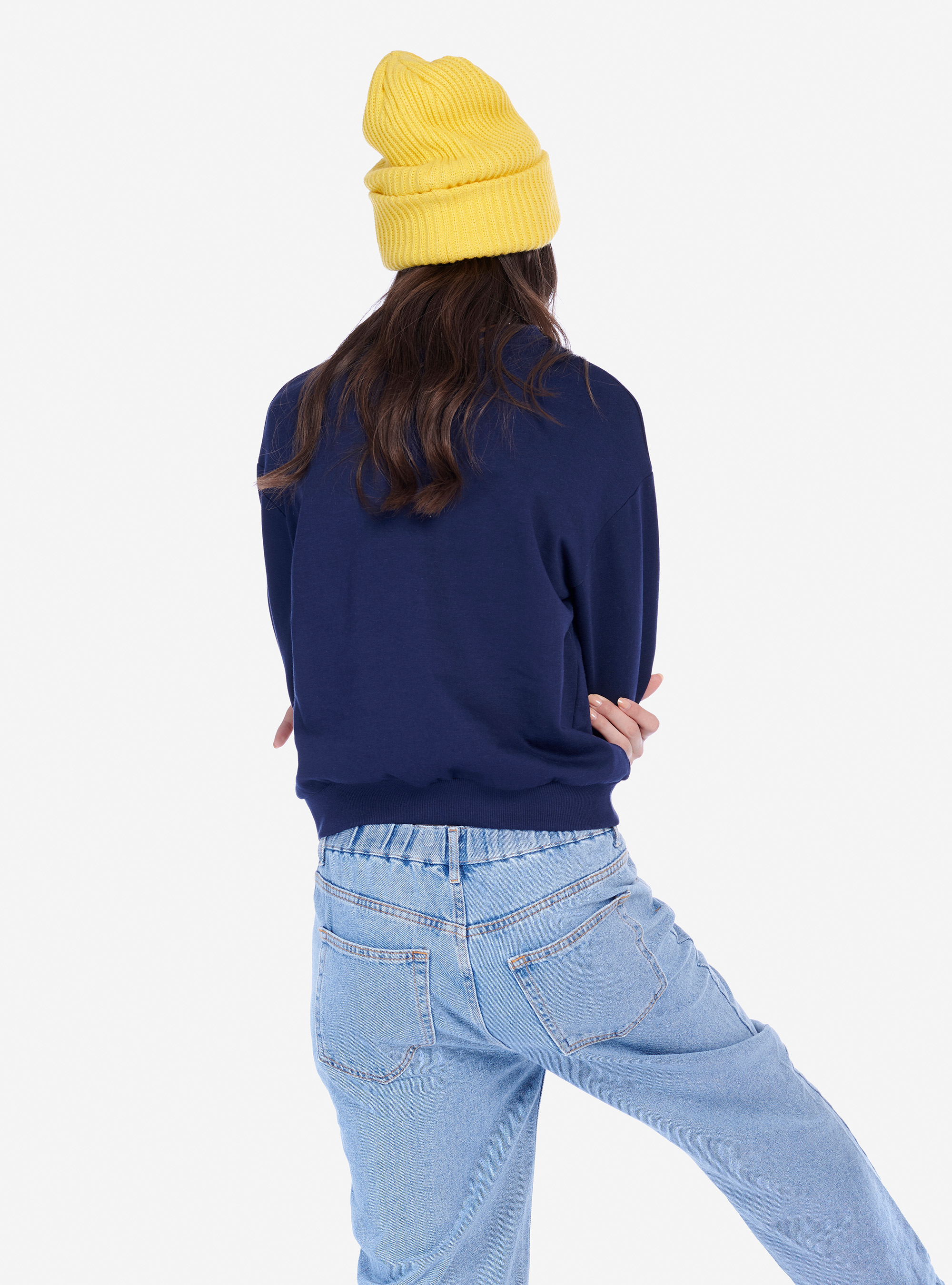 CREWNECK SWEATSHIRT WITH SLOGAN, C2236 BLUE