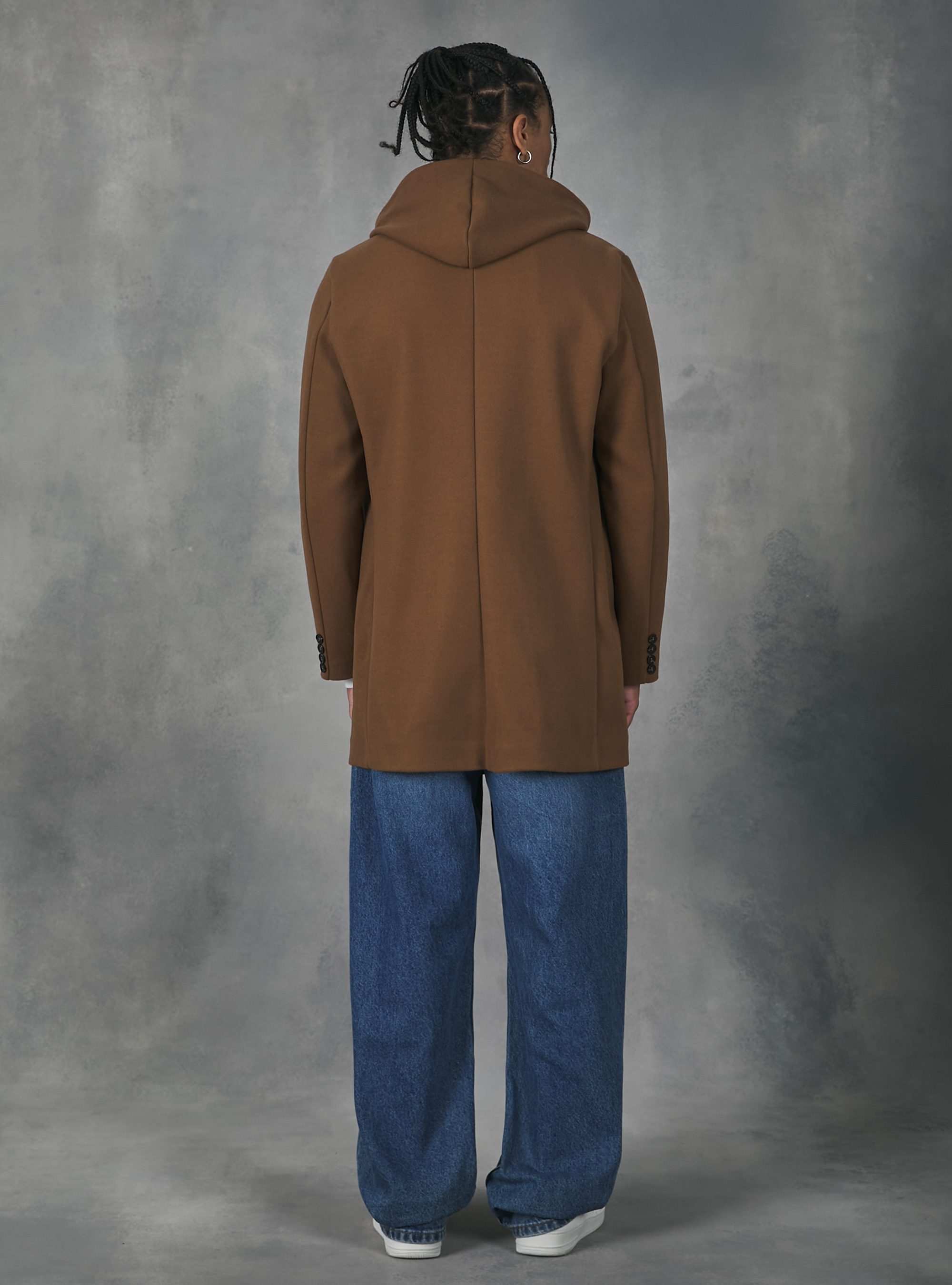 Hooded fabric coat, TB2 TOBACCO MEDIUM