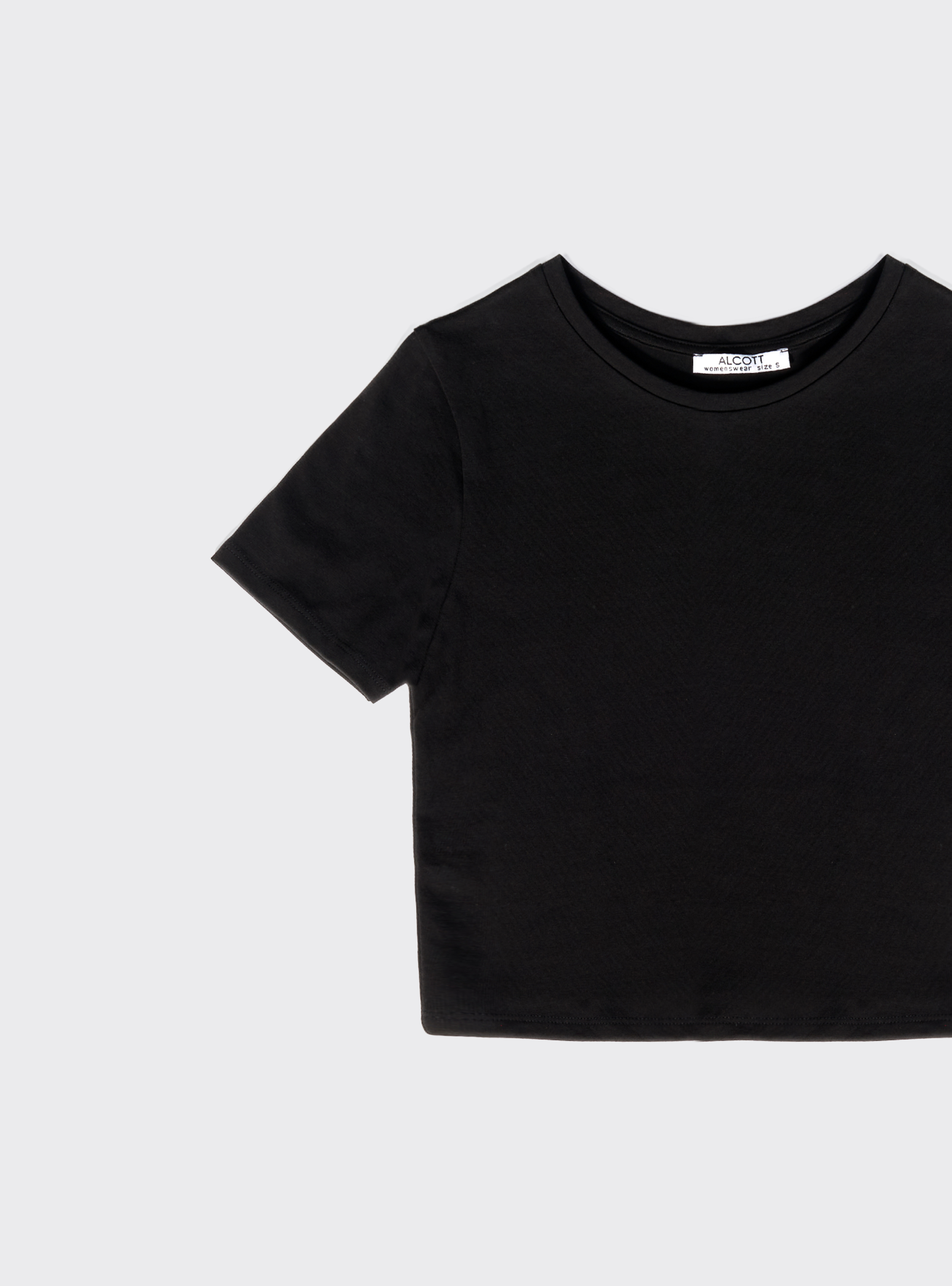 Maglietta cropped elasticizzata, BLACK