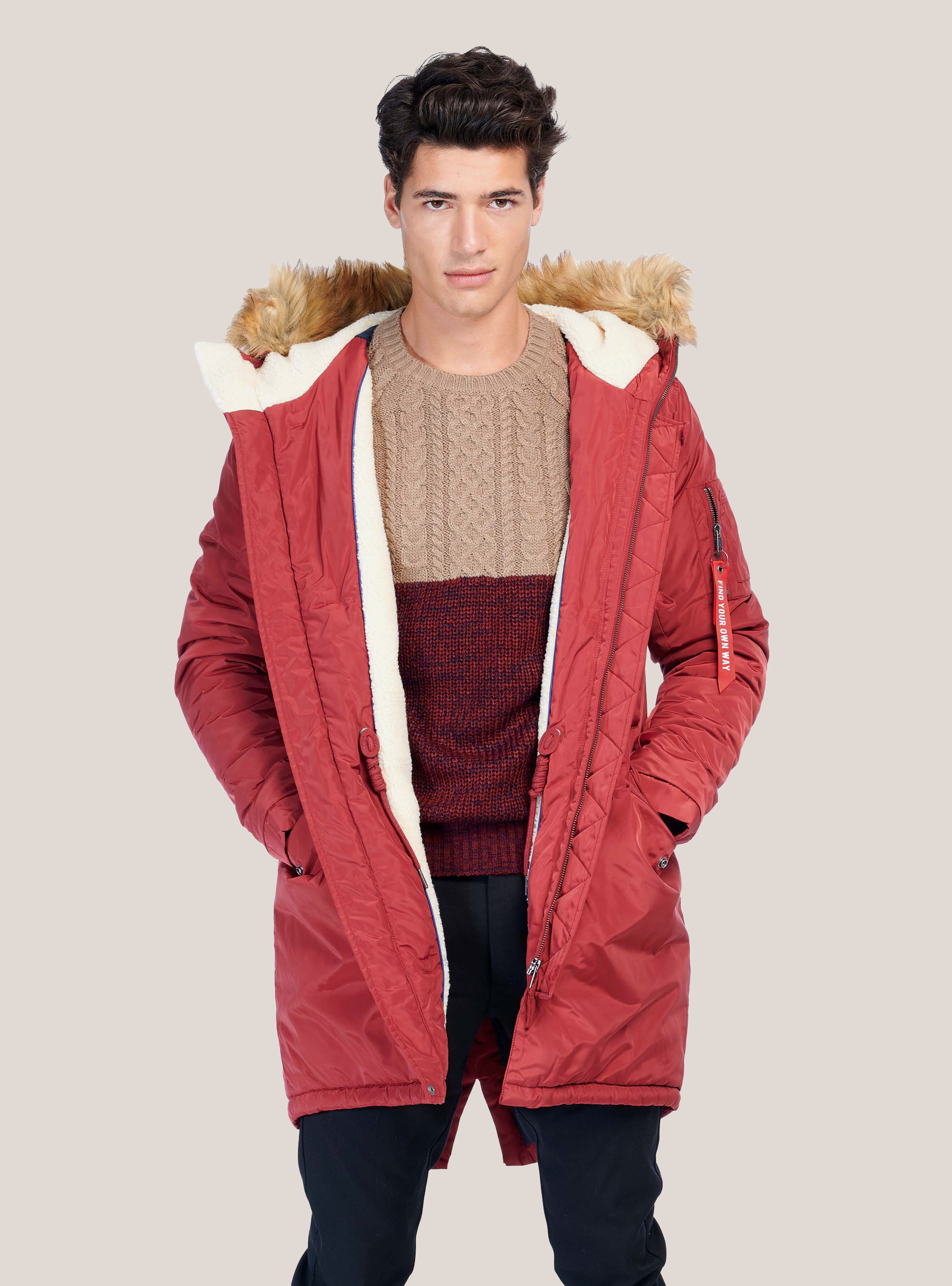 PARKA WITH ZIP ON SLEVEE, RED