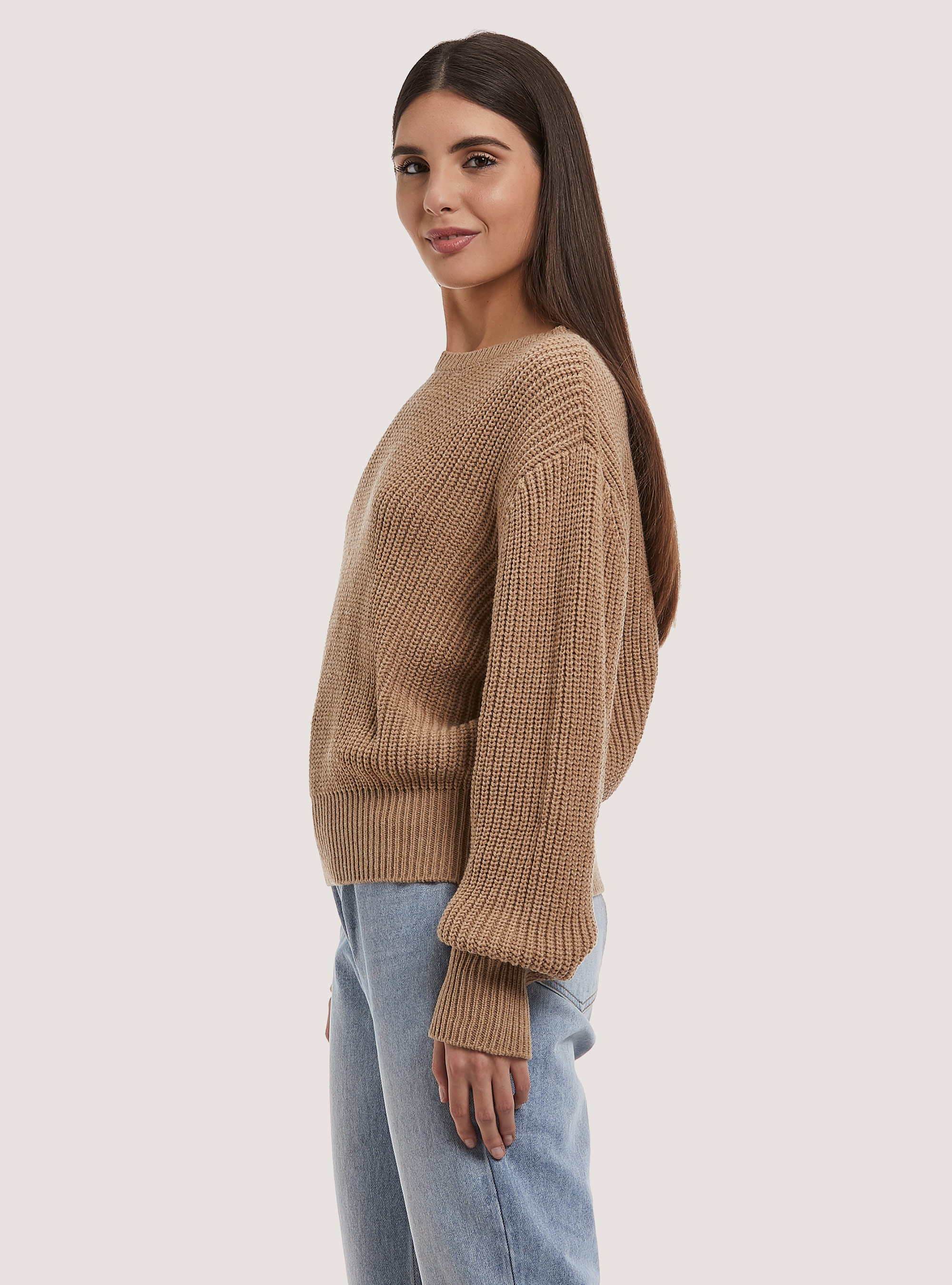 Pullover costa inglese comfort fit, C0511TOBACCO/C099WHITE