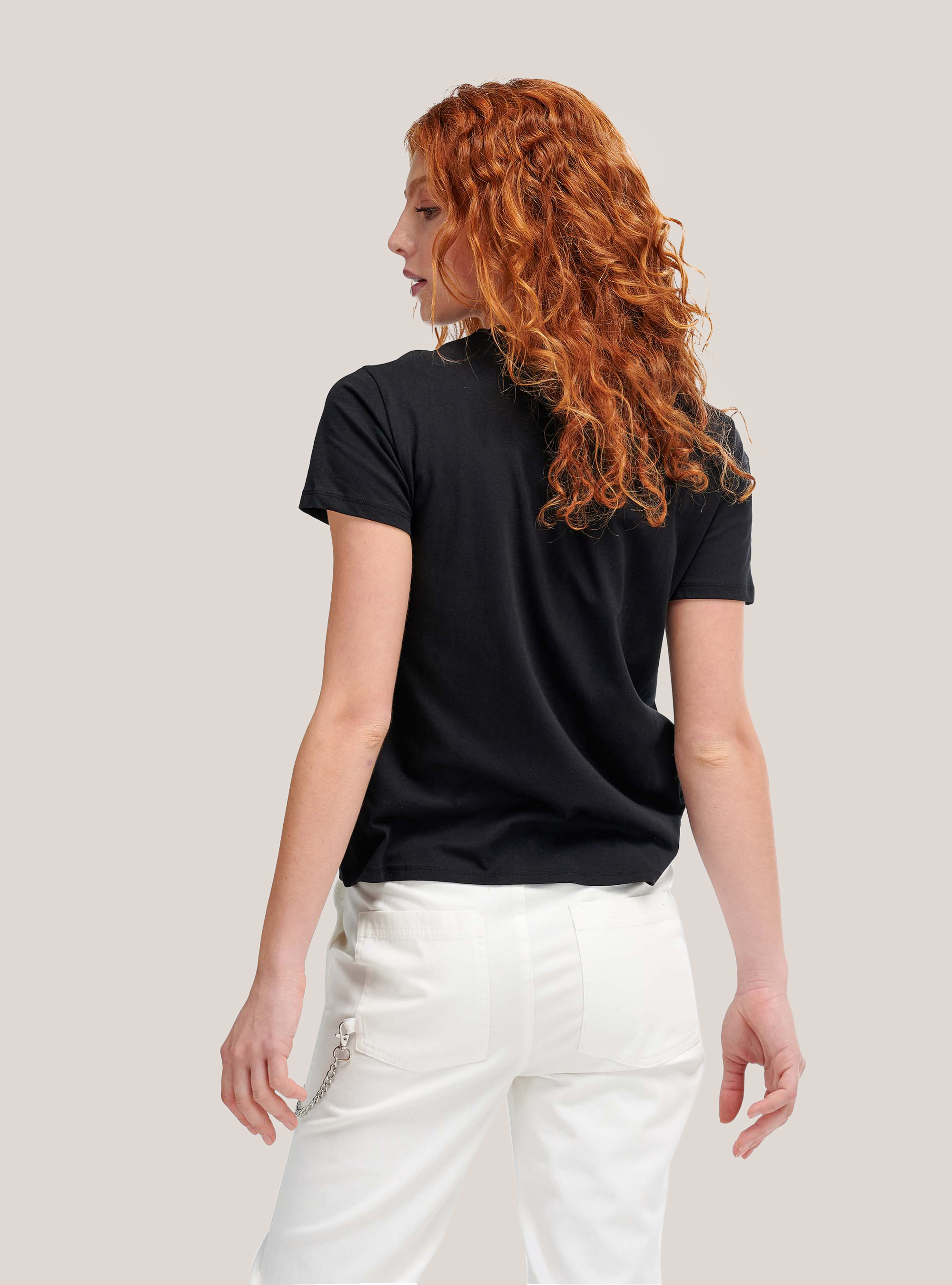 T-Shirt mit Rundhalsausschnitt und Aufdruck, C101 BLACK