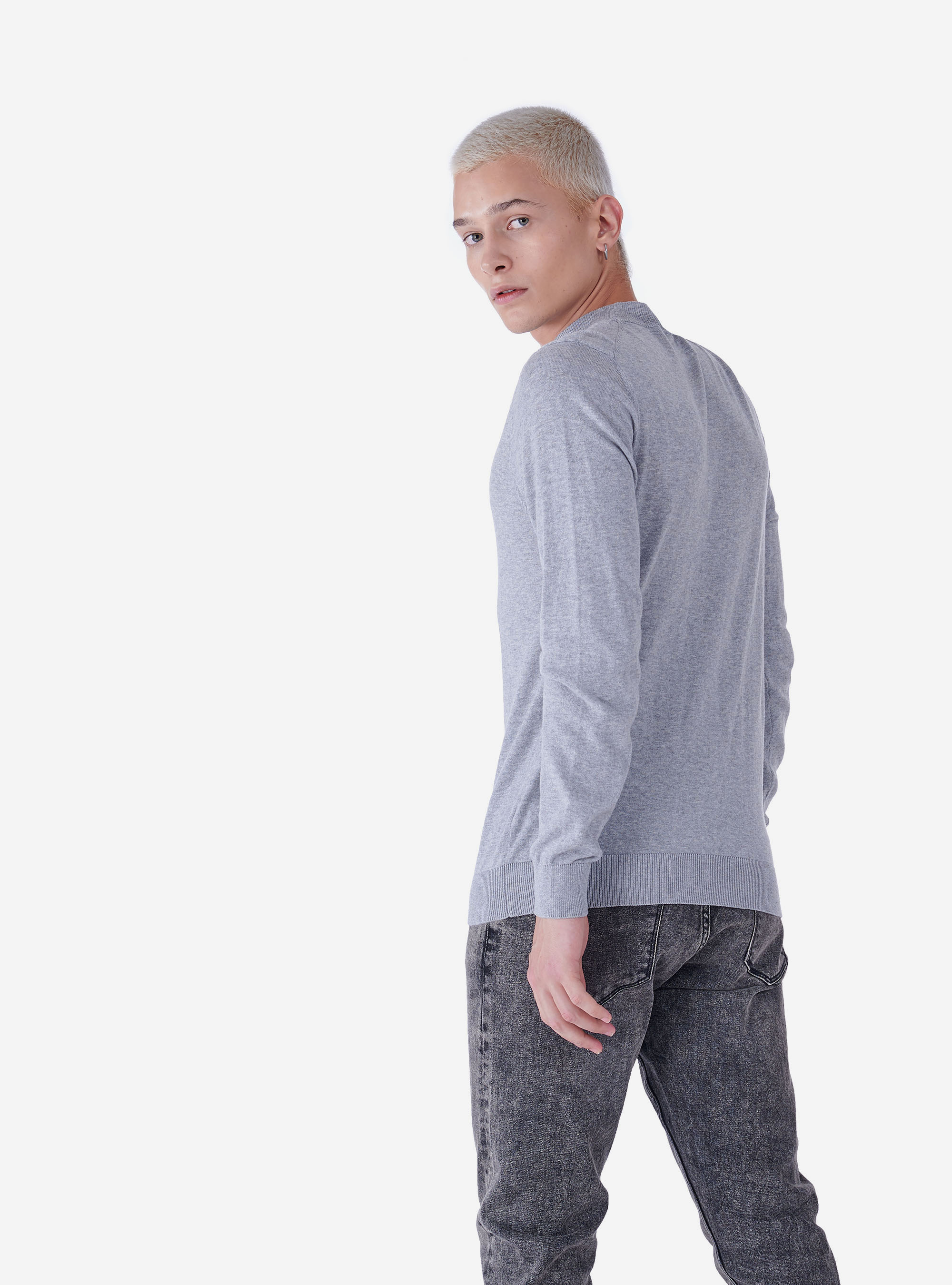 PULLOVER HALF-NECK, C143 LIGHT GREY M