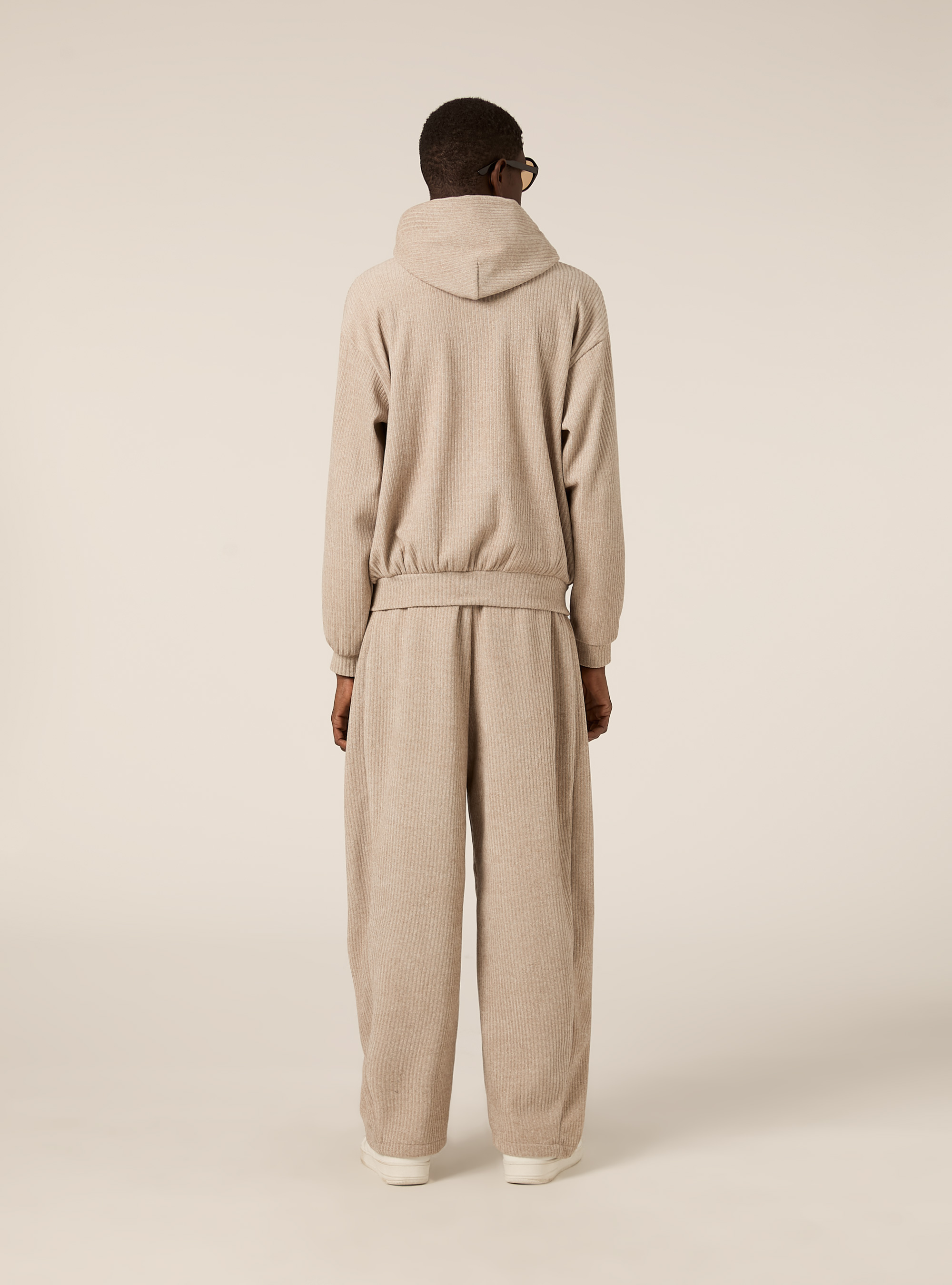 Cardigan boxy fit in velluto a coste, BG3 BEIGE LIGHT