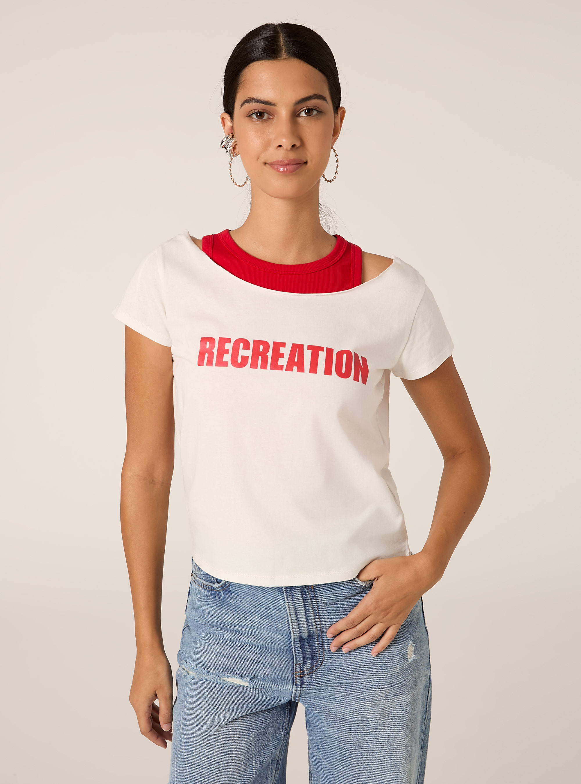 Boat neck T-shirt, WH1 OFF WHITE