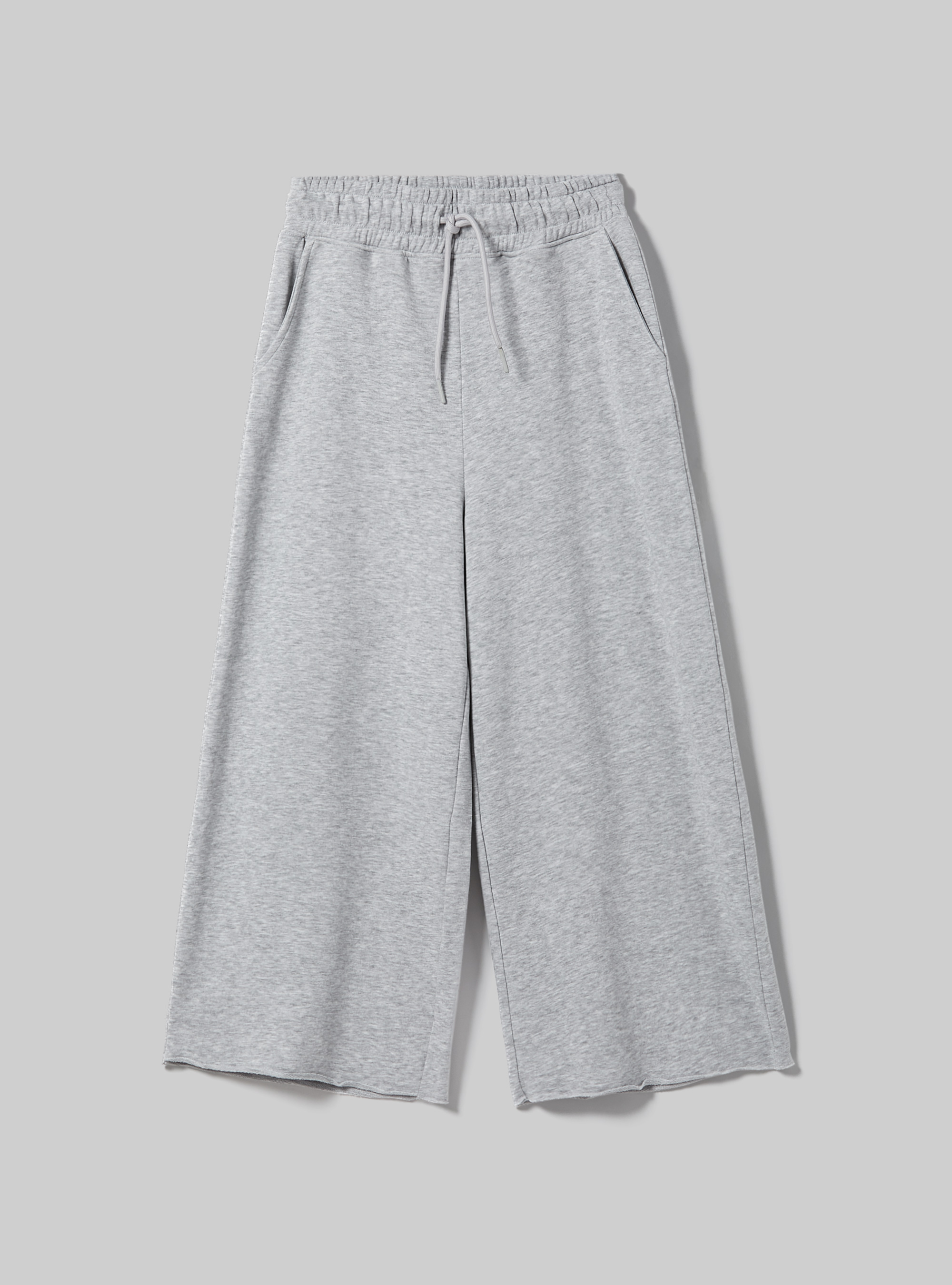 Cropped fleece leggings with elasticated waistband, MGY3 GREY MEL LIGHT