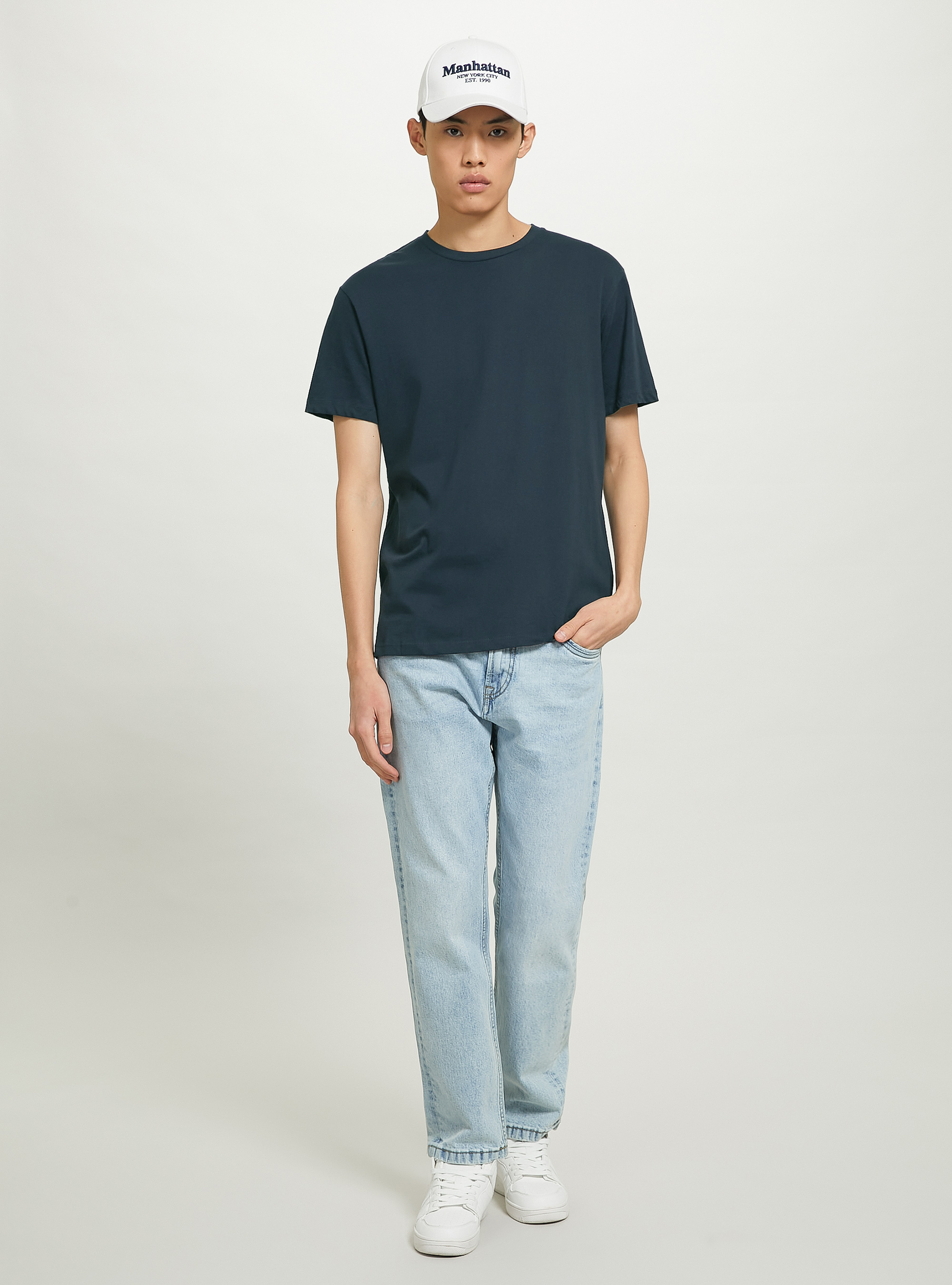 Crew-neck cotton T-shirt, BL3 BLUE LIGHT