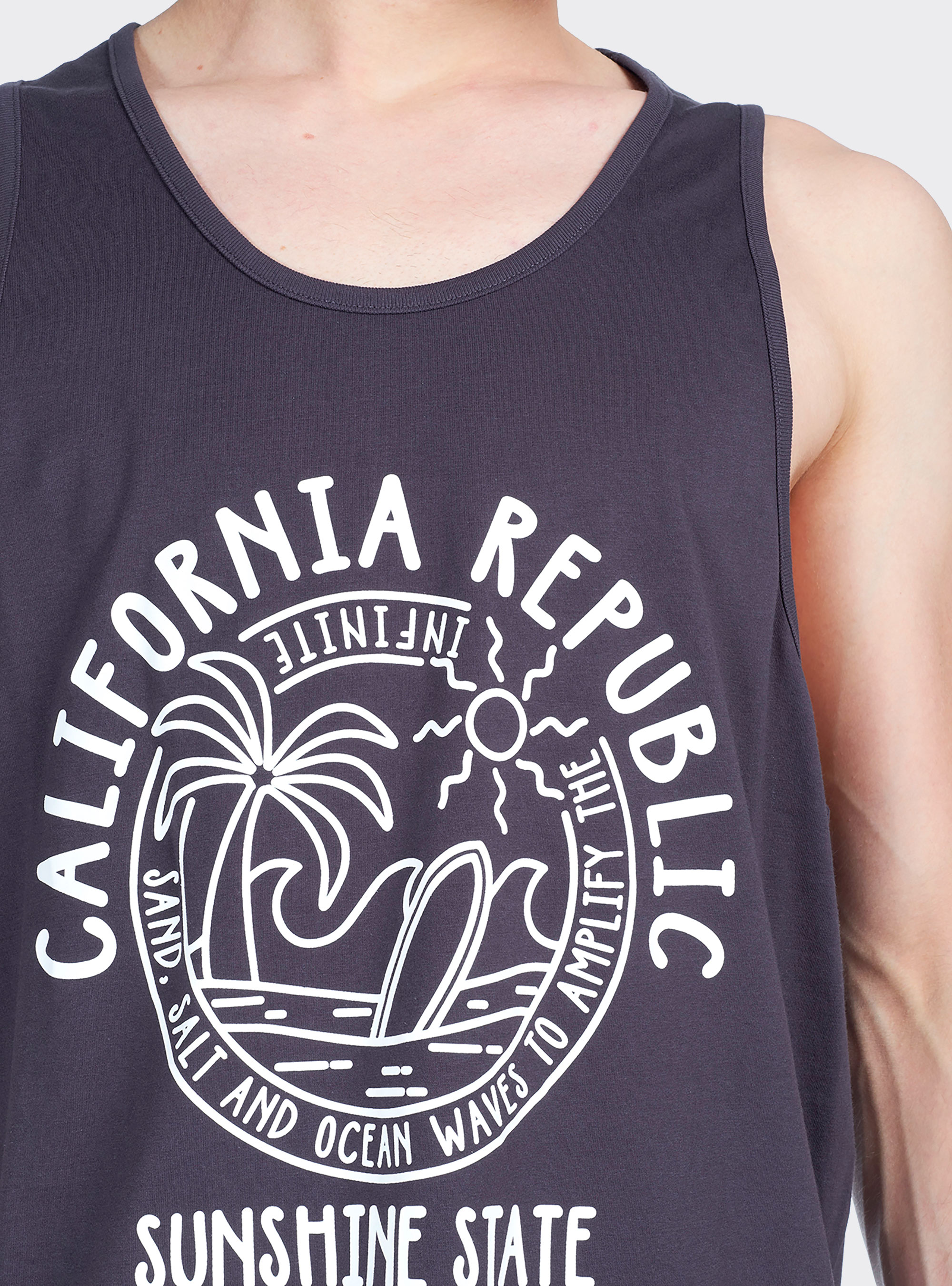 Canotta long e oversize fit con stampa lettering, NERO