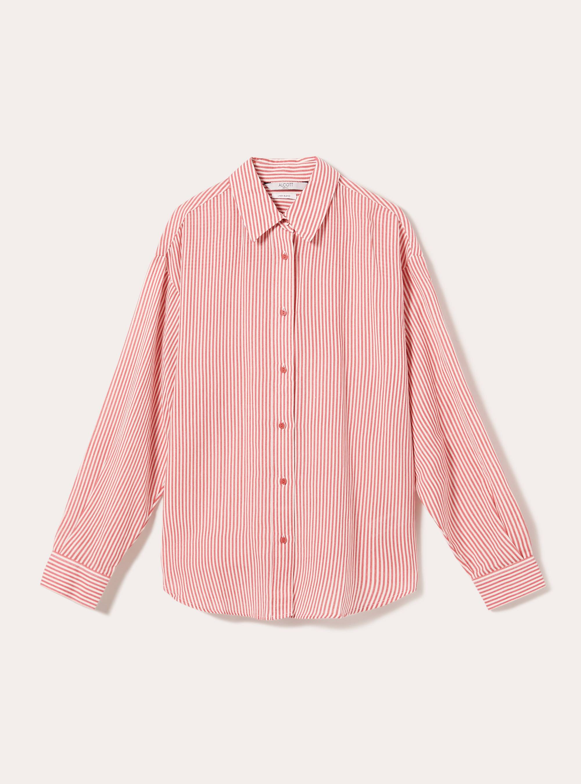 Linen blend striped shirt, RD2 RED MEDIUM