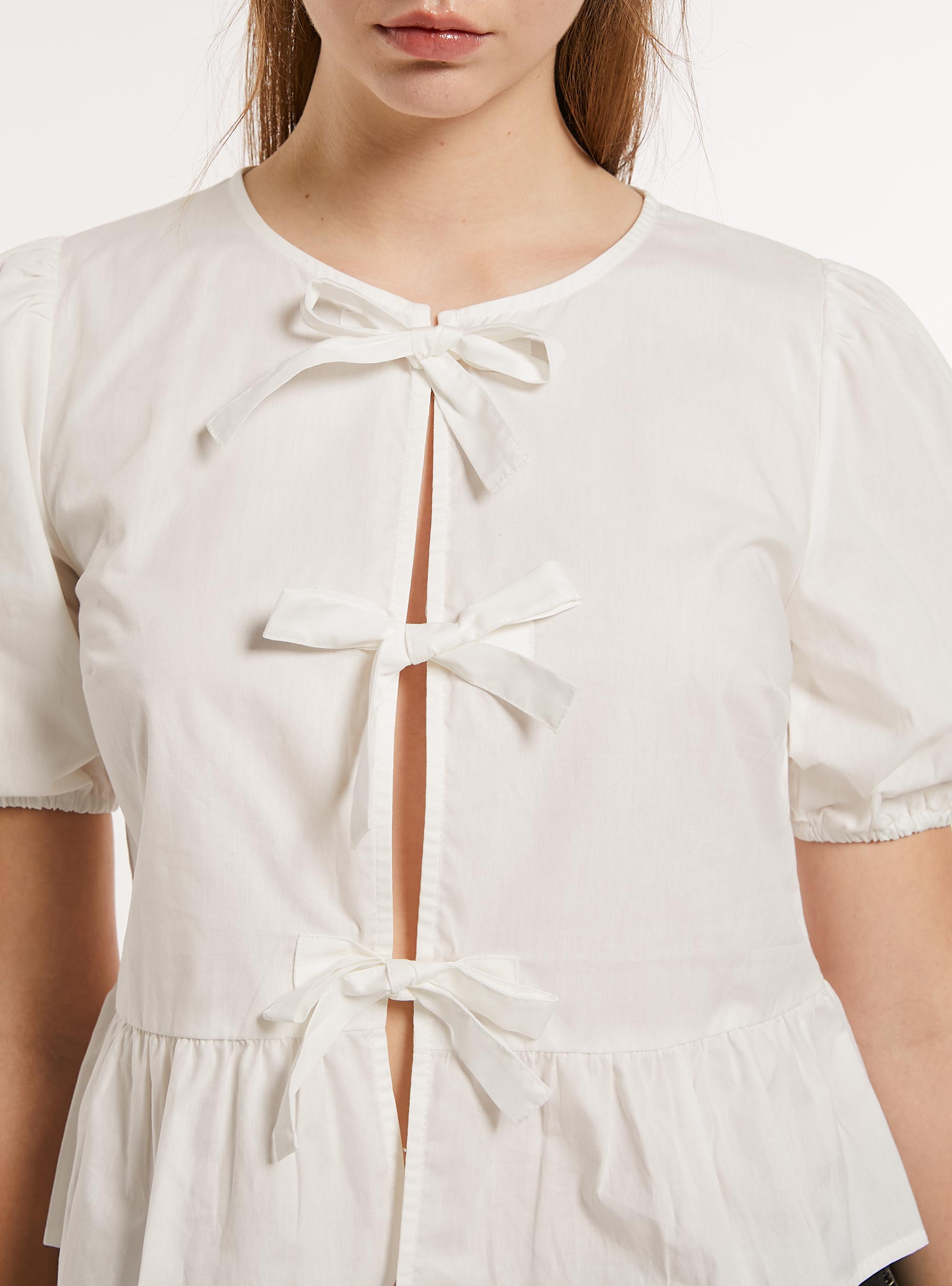 Blouse with bows, WH3 WHITE