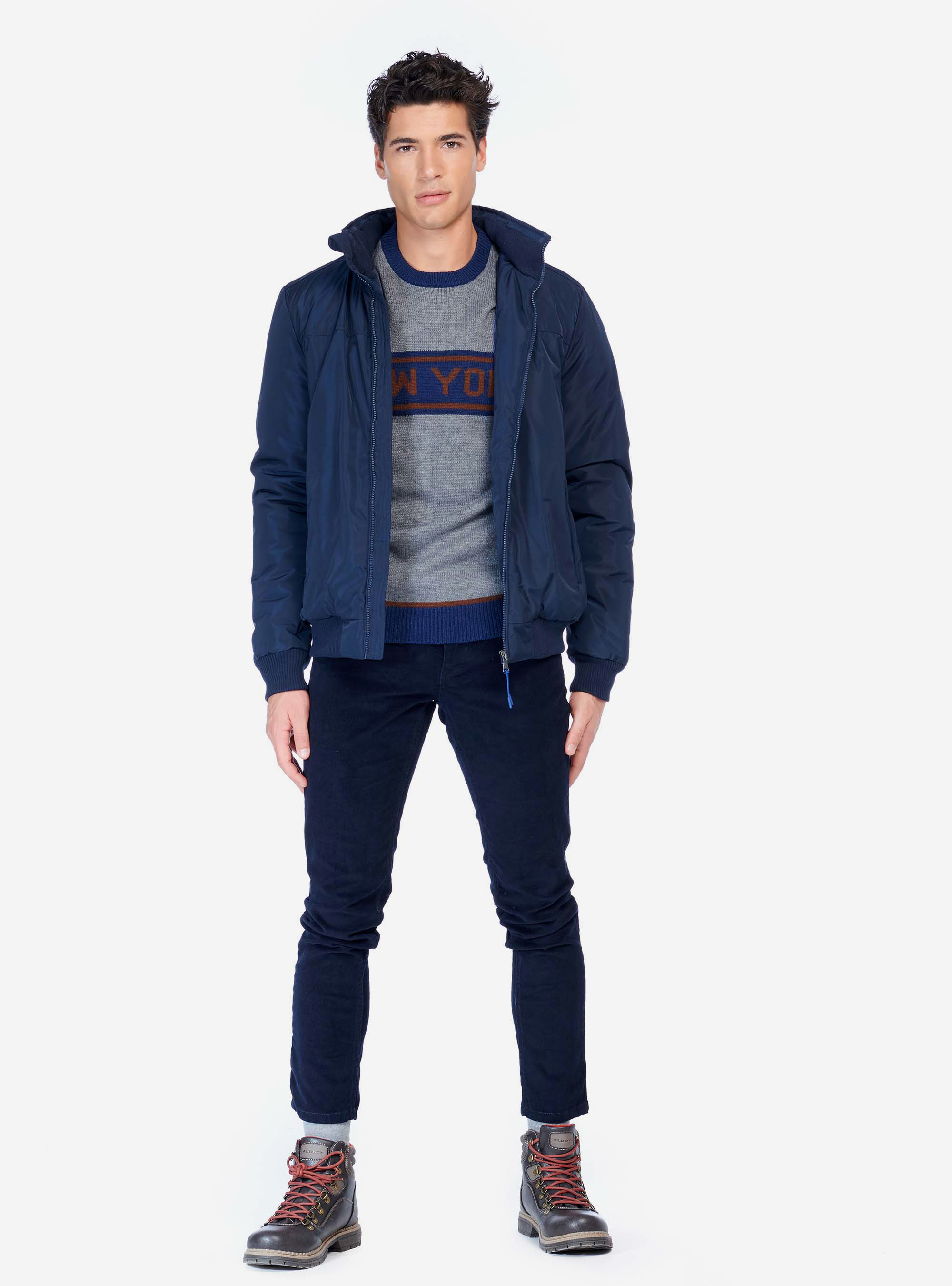 BASIC BOMBER JACKET, BLUE NAVY