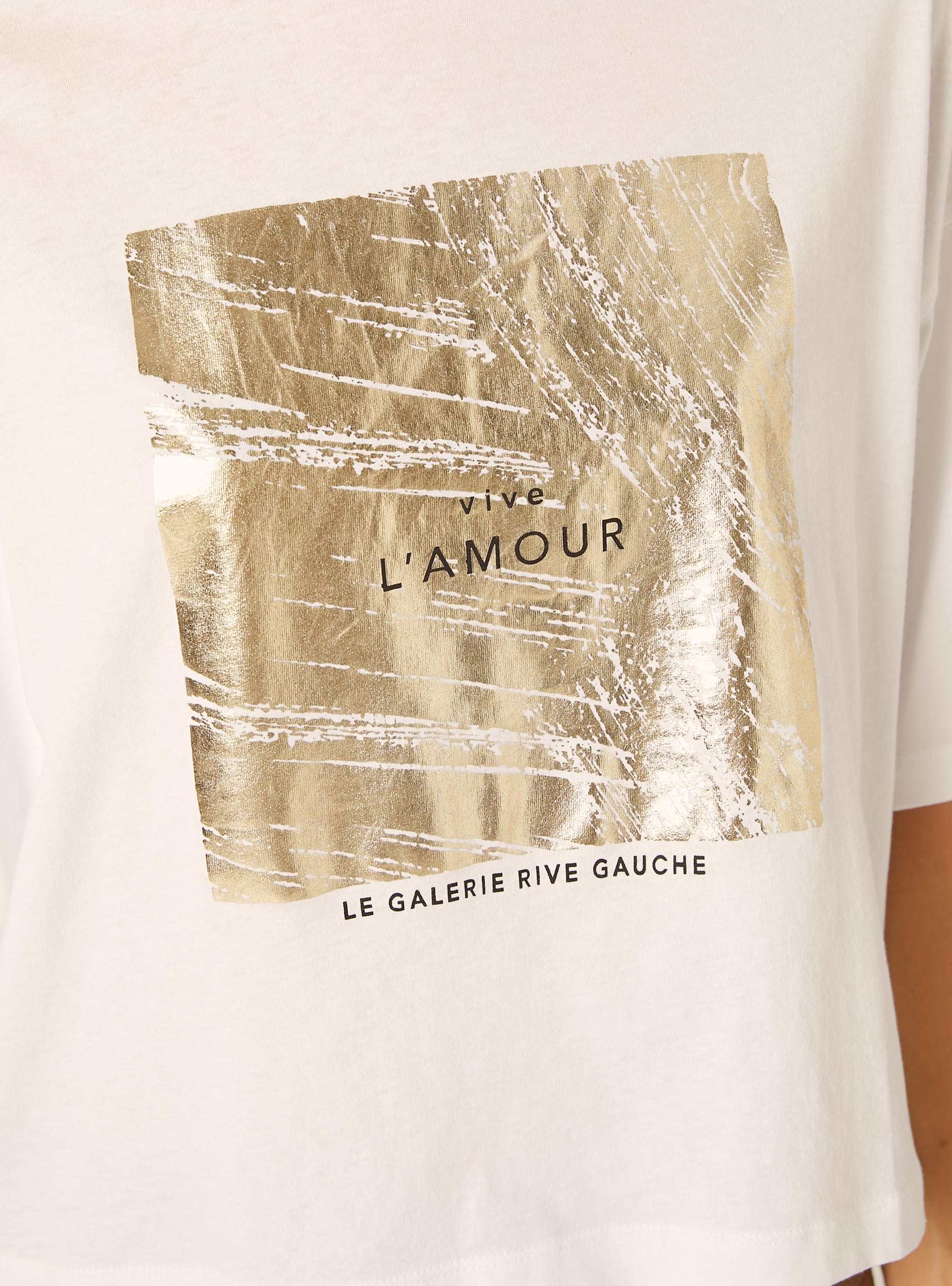Metallic Print Crop T-Shirt, WH3 WHITE