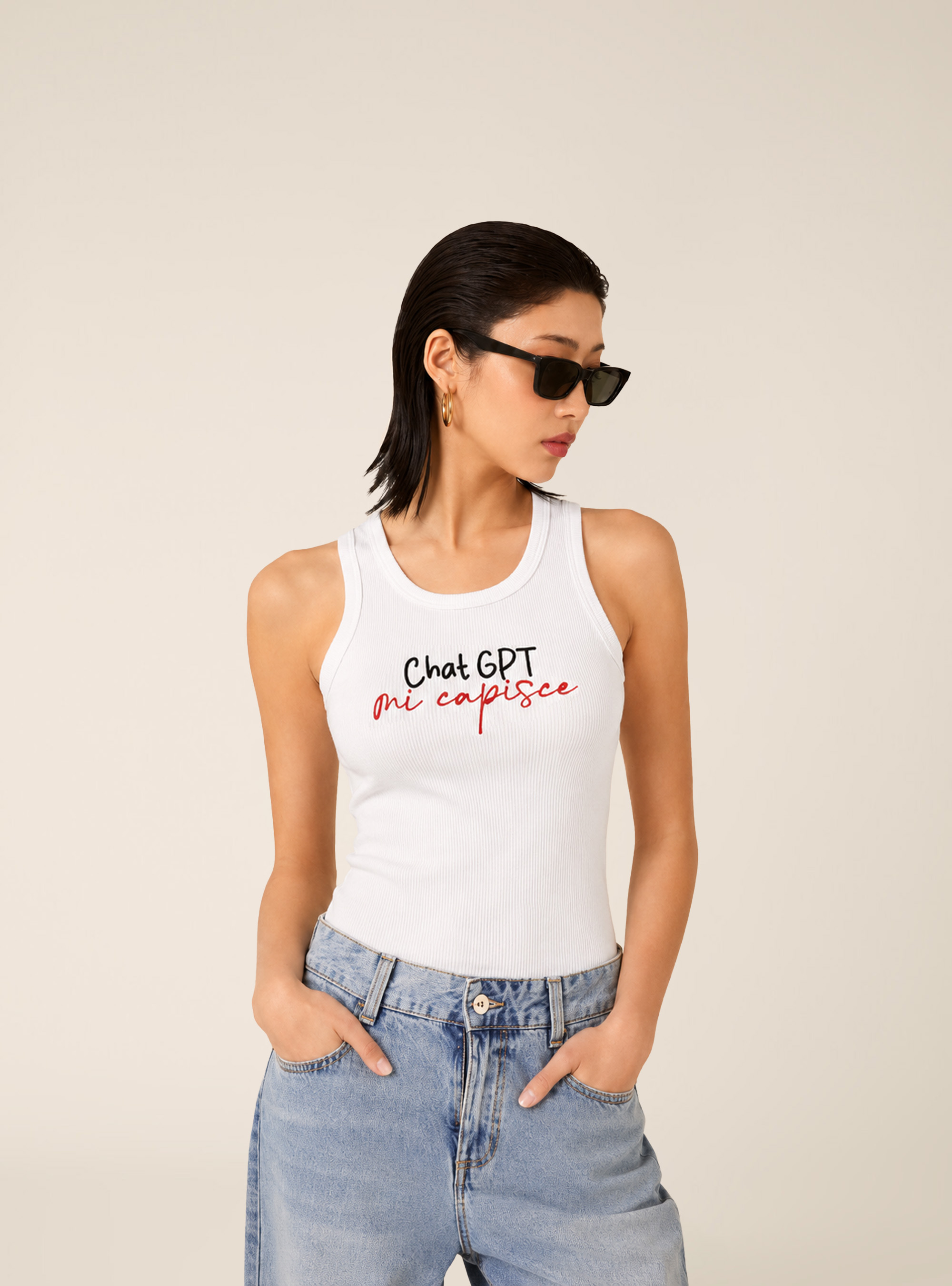 Printed Tank Top, WH3 WHITE