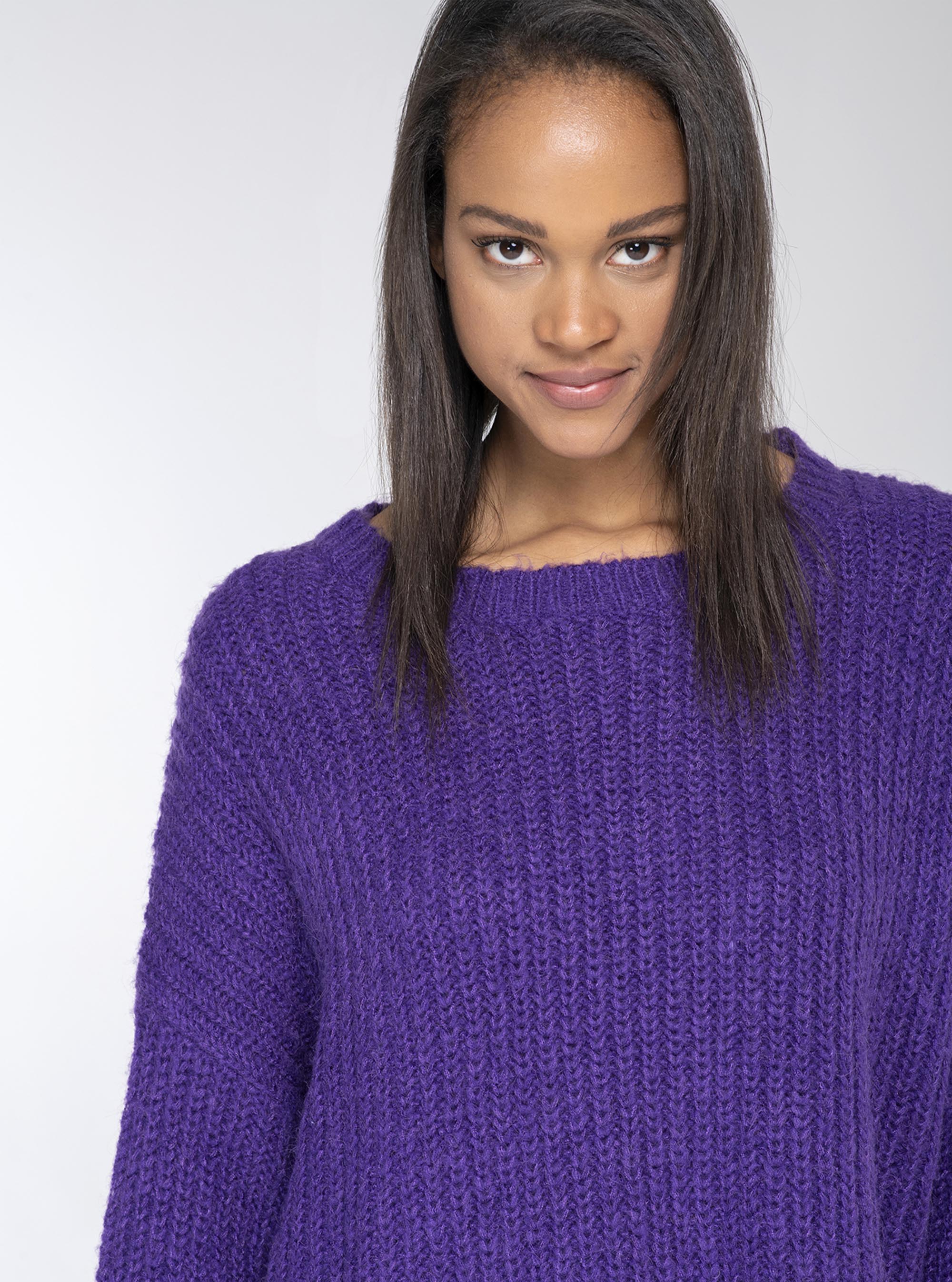 Pullover fondo tagliato, C4414 VIOLET