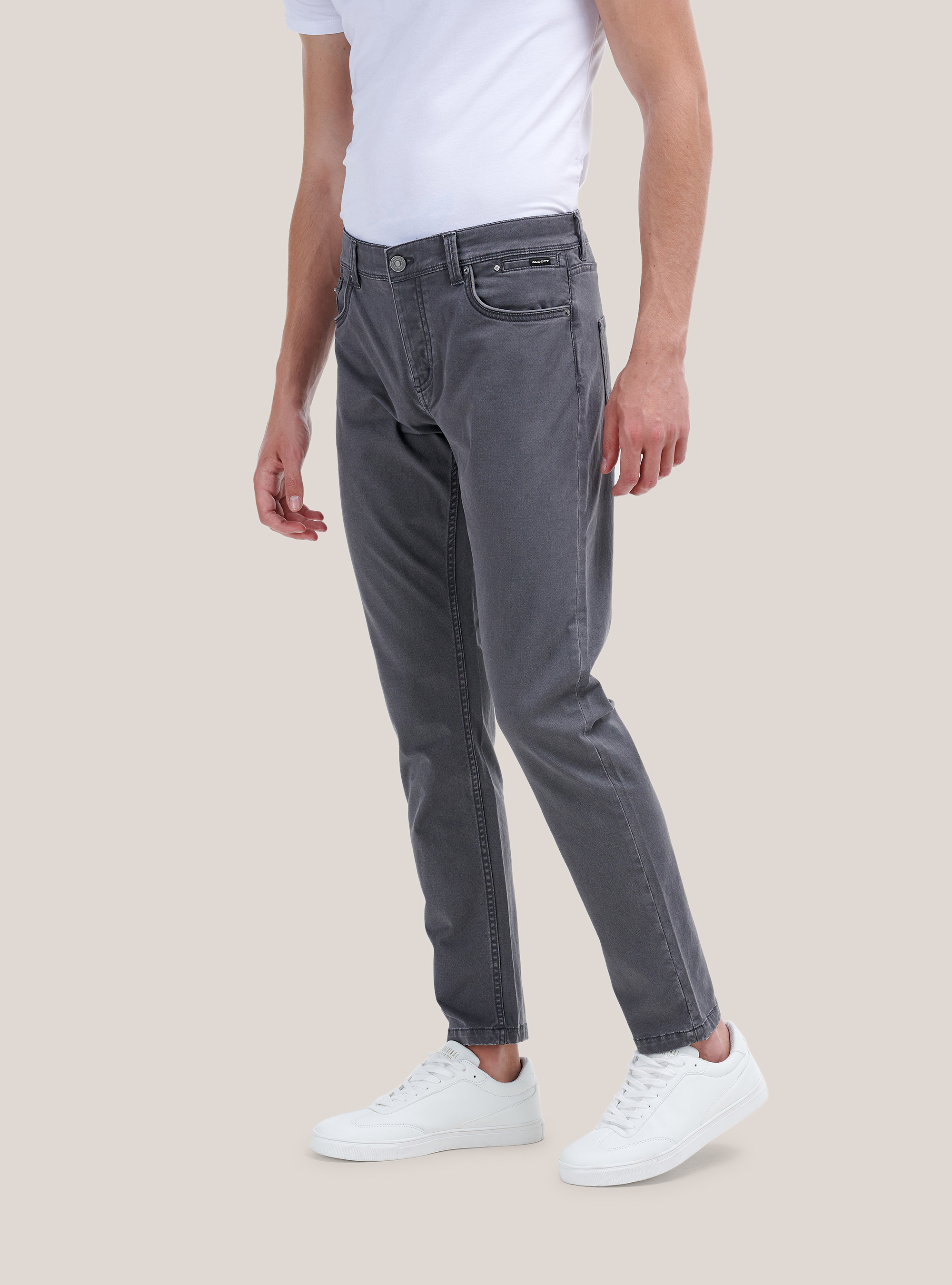 Pantalones skynny de algod&oacute;n reciclado, C116 GREY