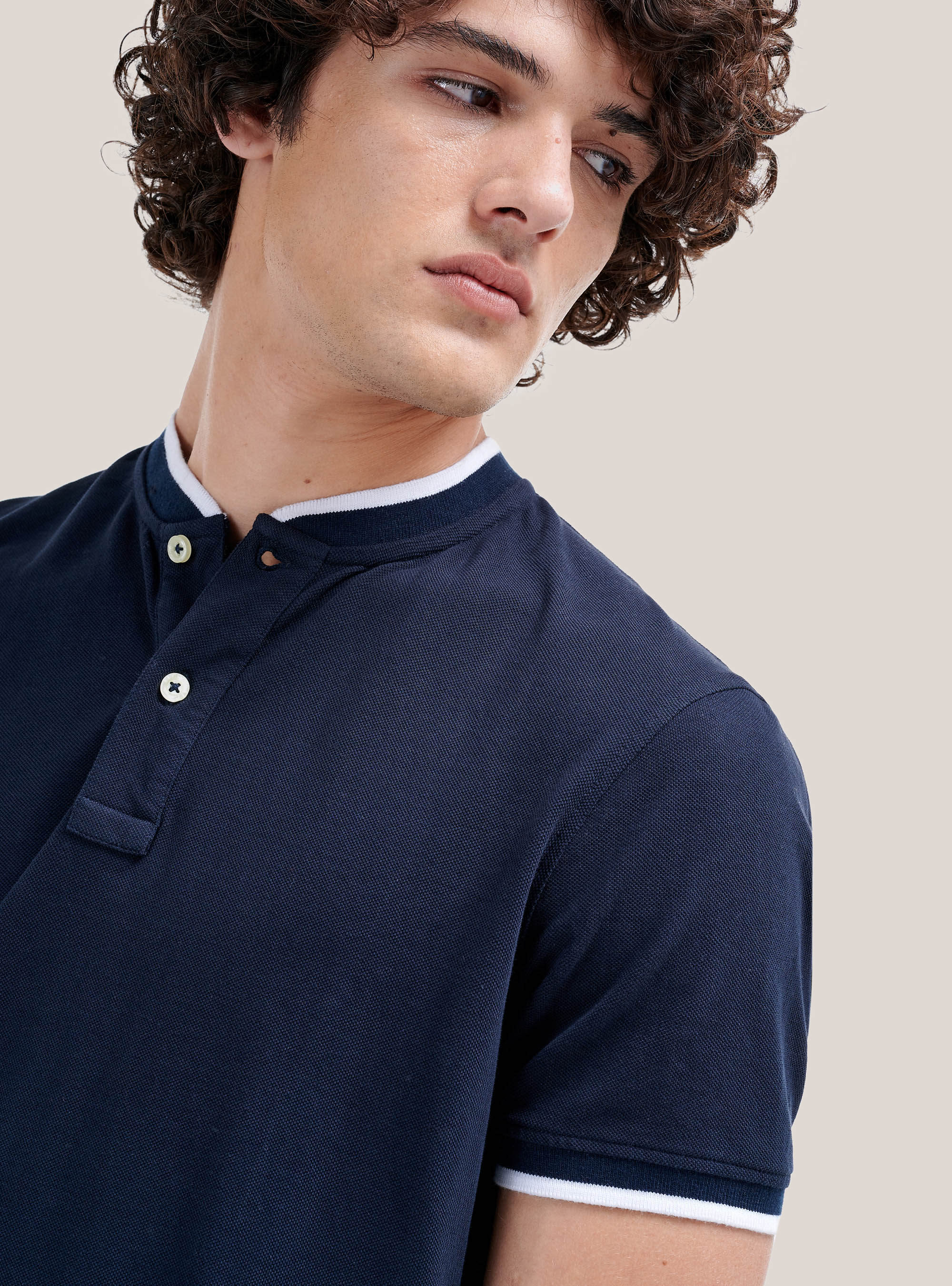 Polo avec col coréen, C2254 BLUE