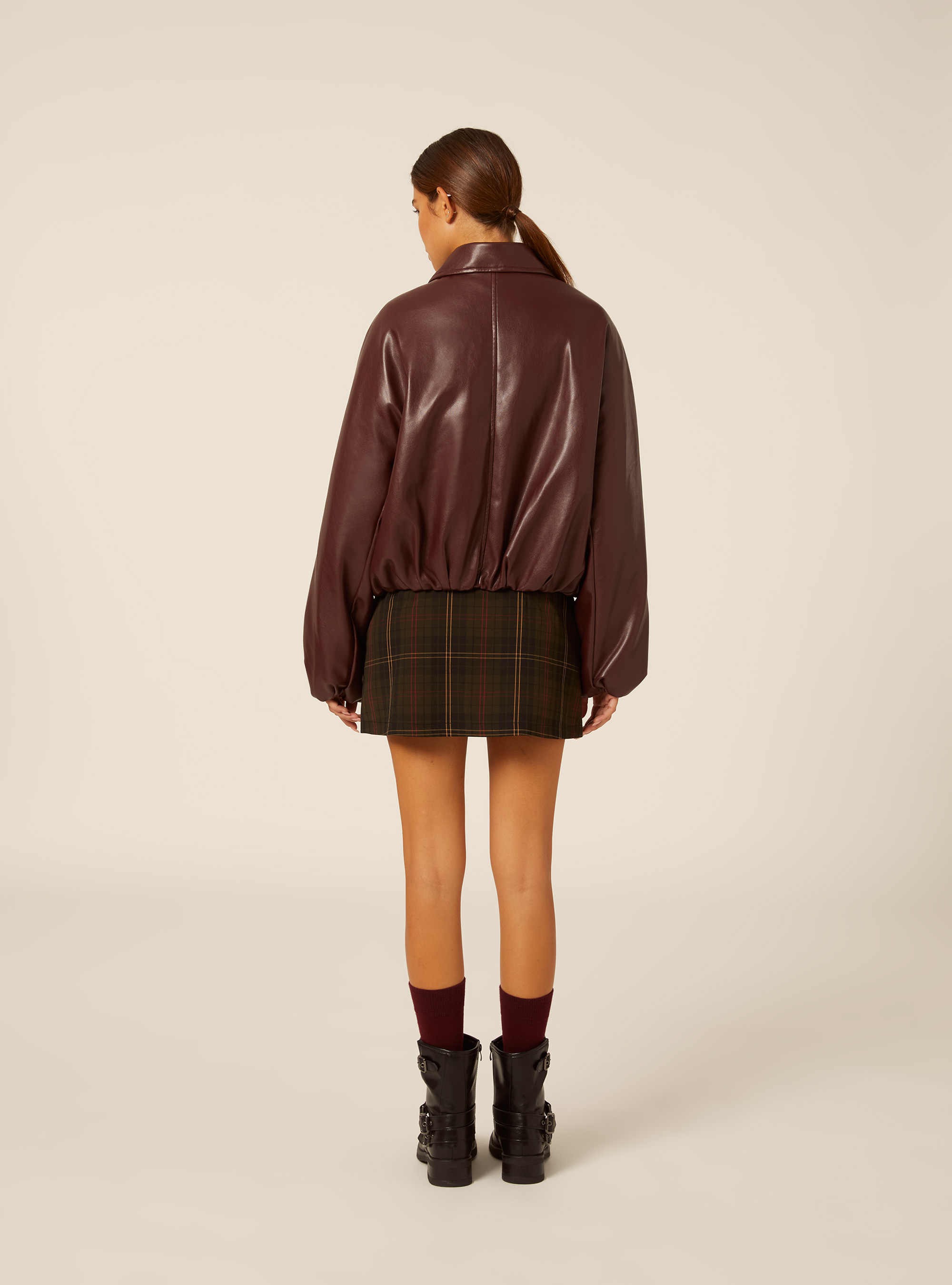 Bomber imbottito effetto pelle, BO1 BORDEAUX DARK