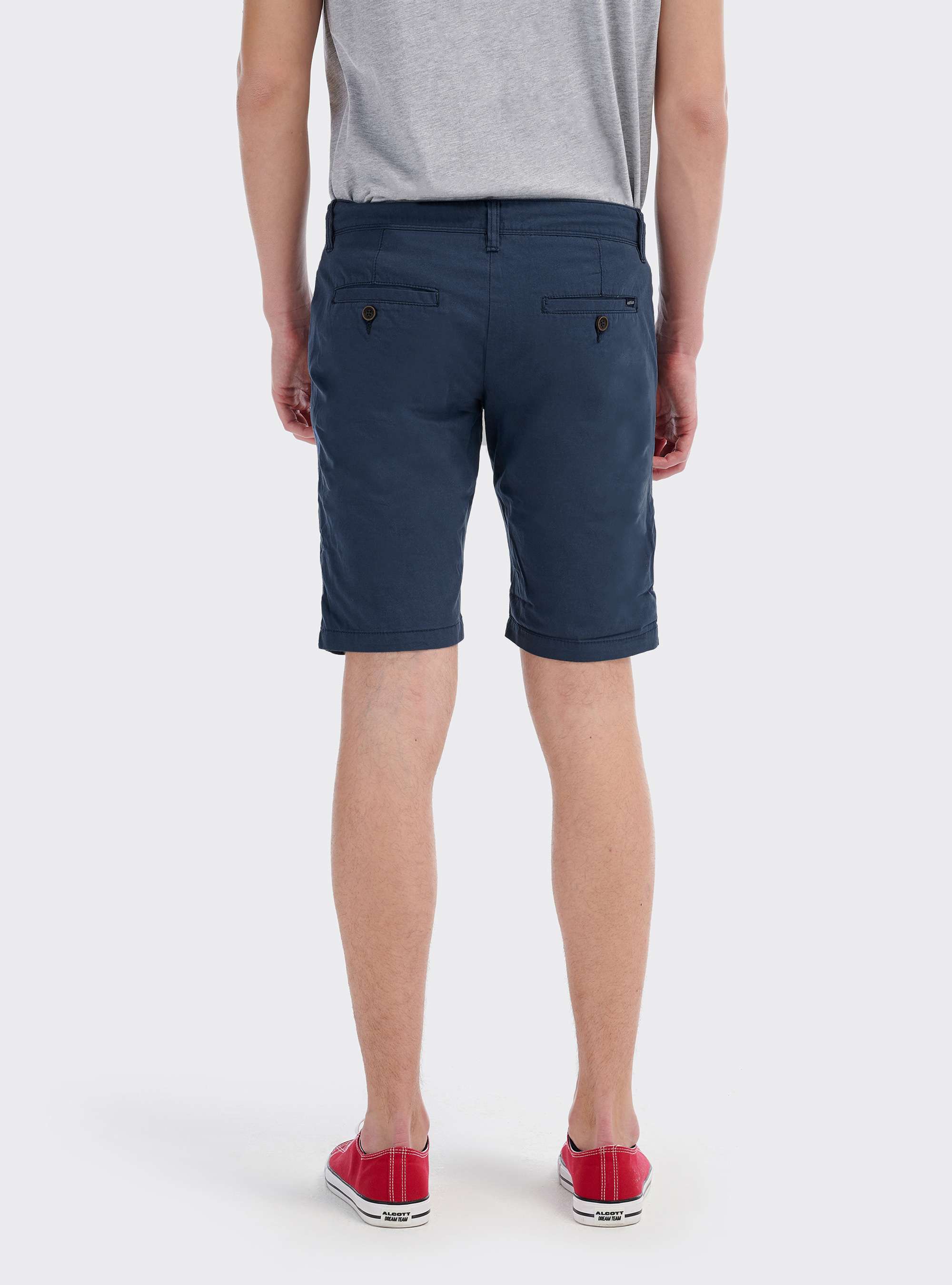 Bermuda chino in canvas morbido, BLUE