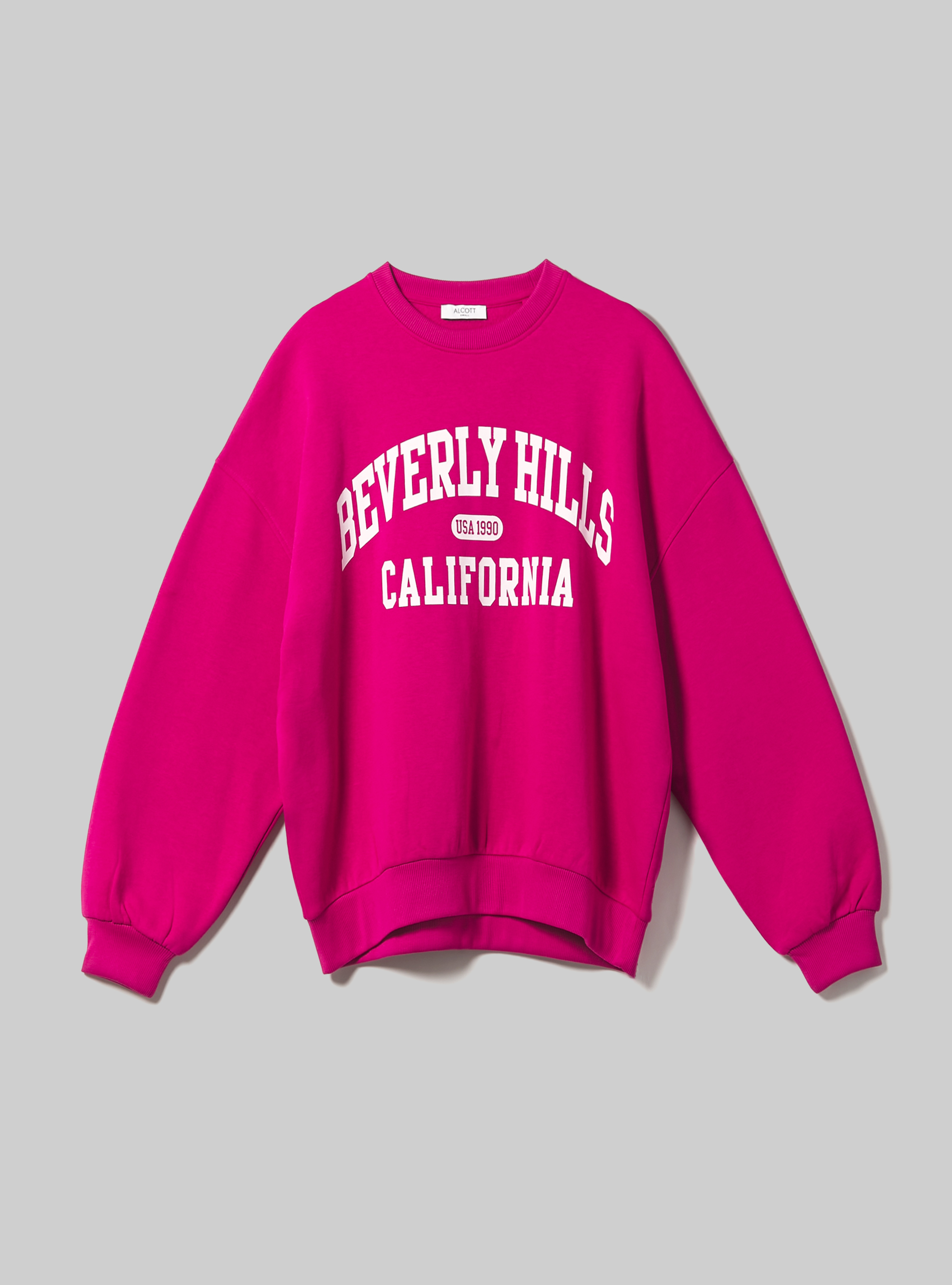 Crewneck college comfort fit sweatshirt, FX3 FUXIA LIGHT