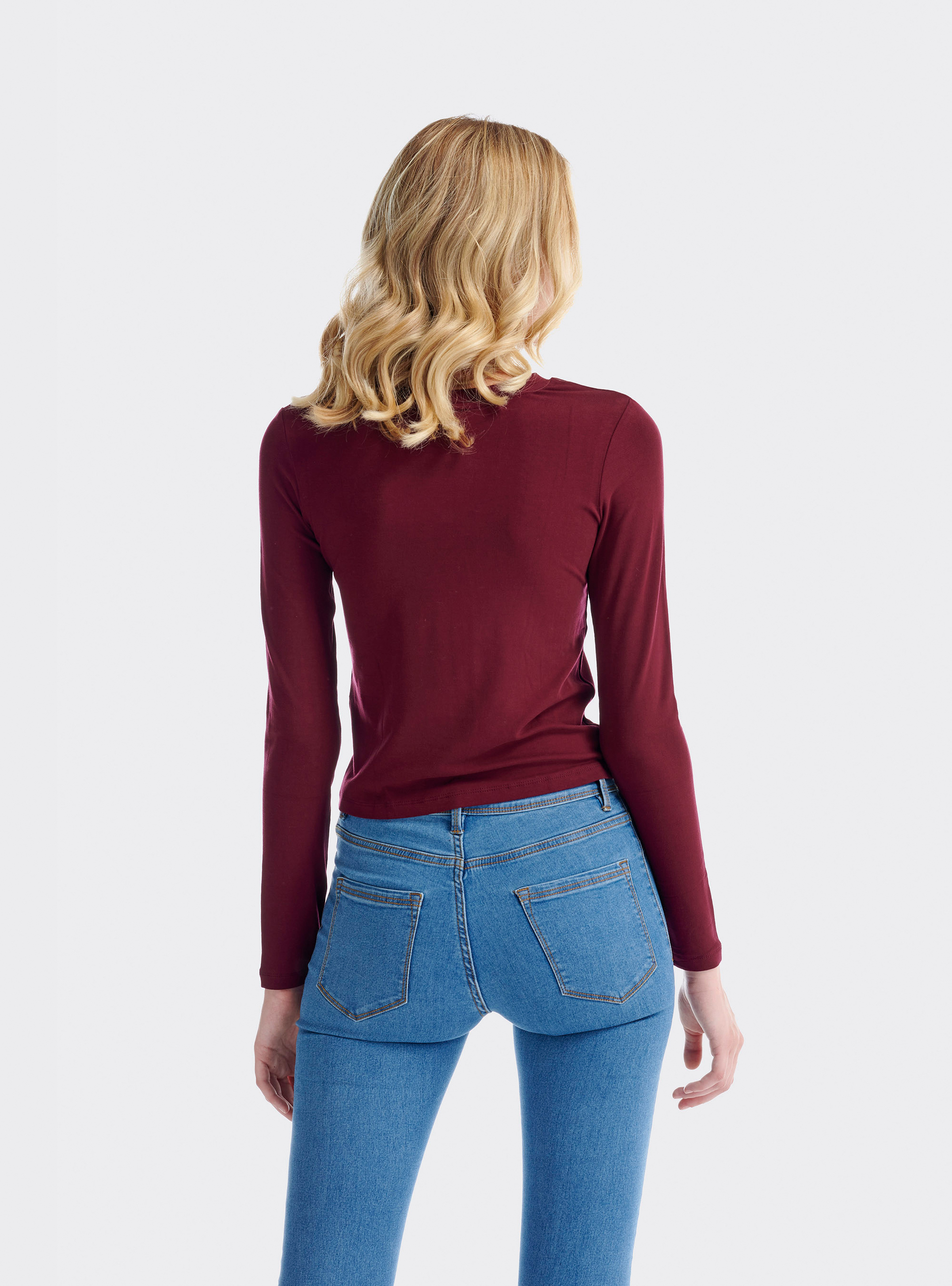 Basic long-sleeved t-shirt, BORDEAUX