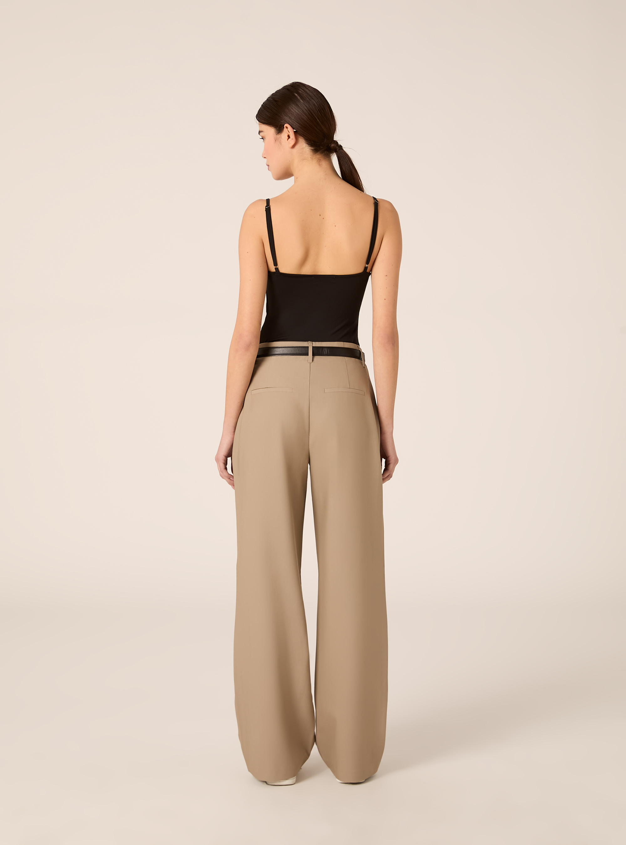 Pantaloni dritti eleganti con cintura, BG2 BEIGE MEDIUM