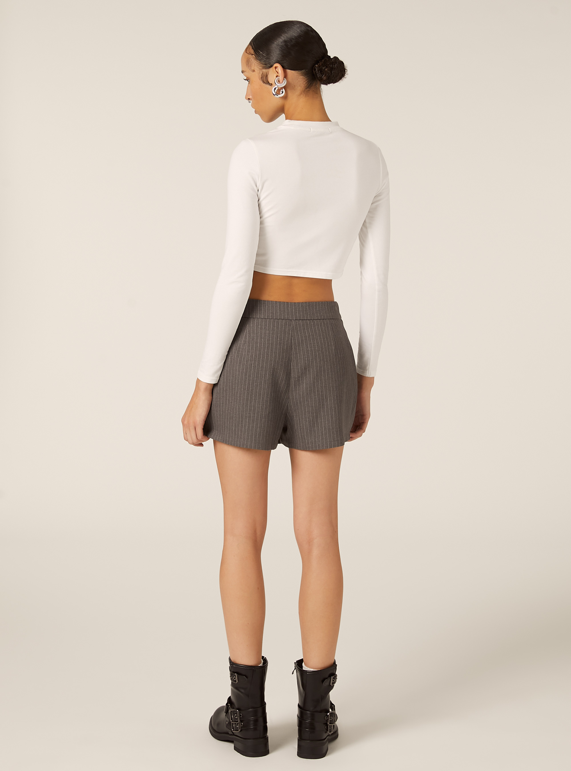 Falda pantalón cruzada estampada, MGY1 GREY MEL DARK