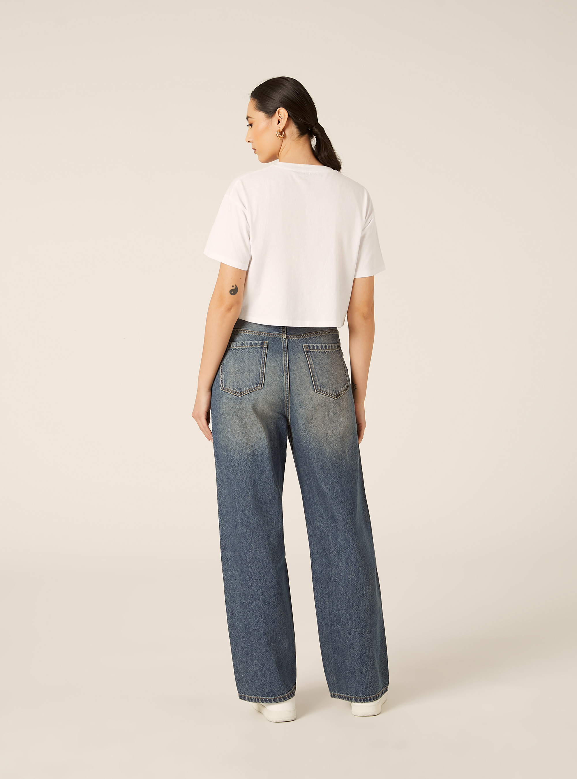 Jeans low wide, D004 MEDIUM LIGHT BLUE
