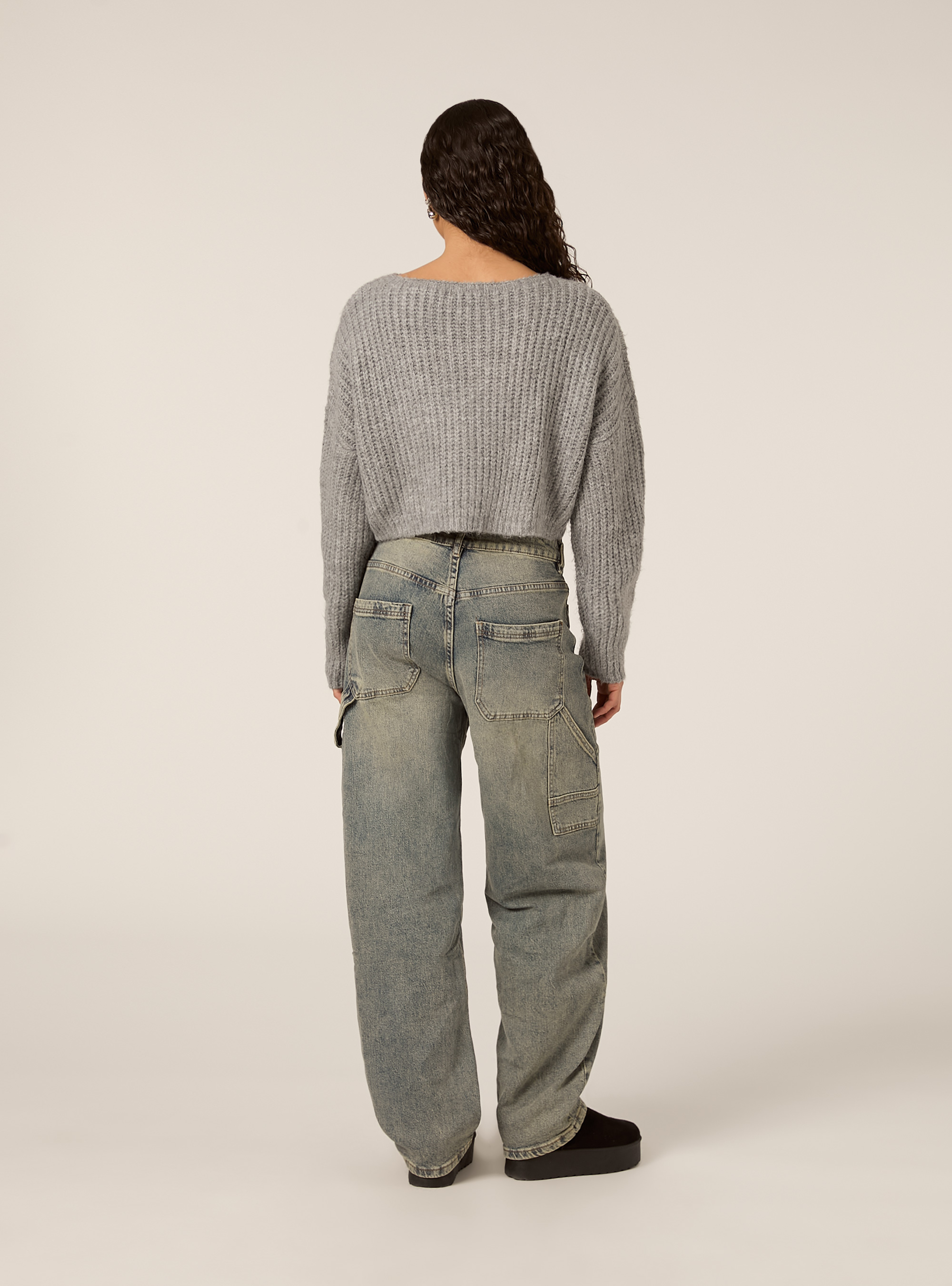 Maglia a trecce scollo a barca, MGY2 GREY MEL MEDIUM