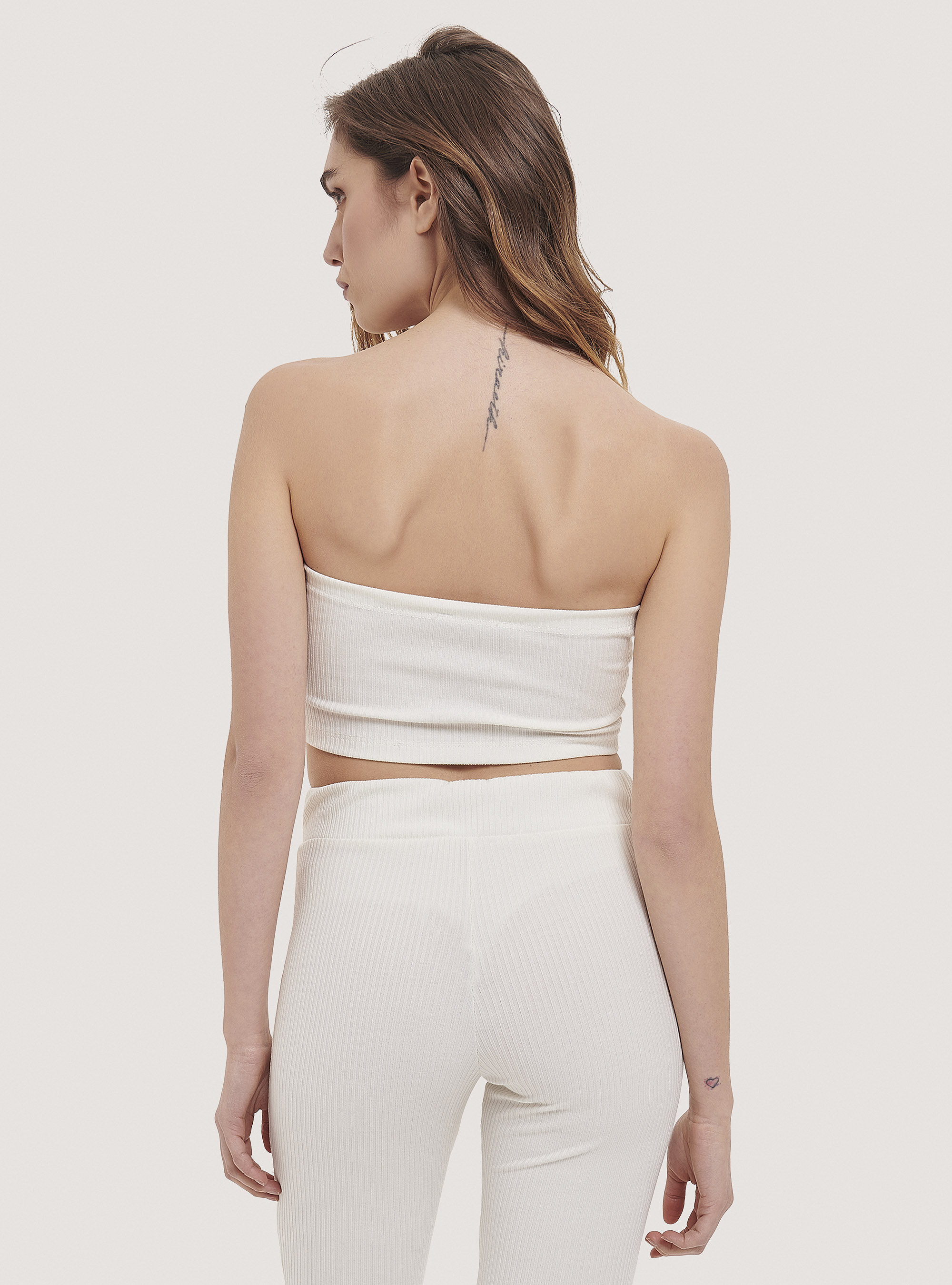Top a fascia a costine, C0020 OFF WHITE