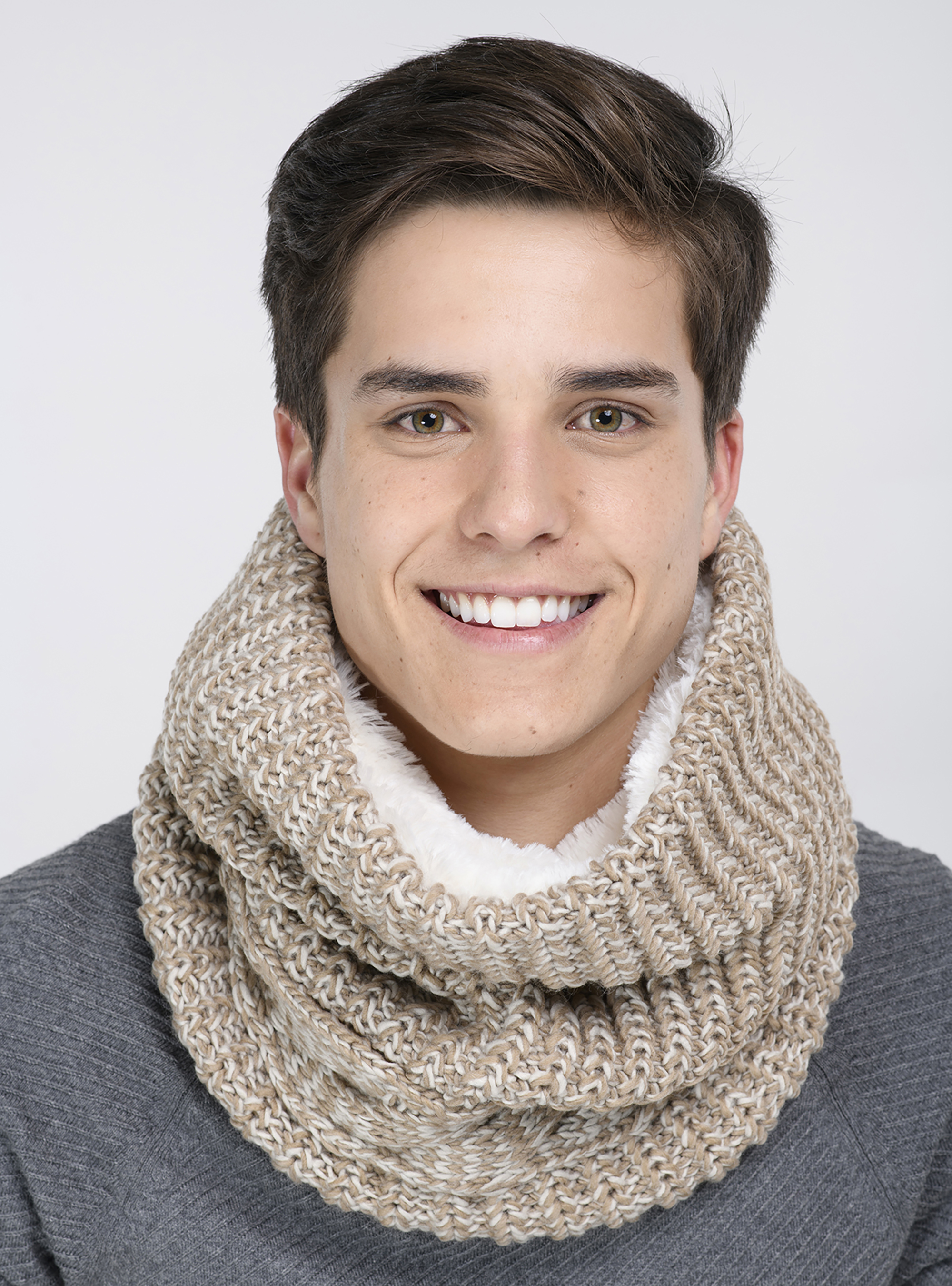 Collo tinta unita con treccia, MARRÓN CLARO